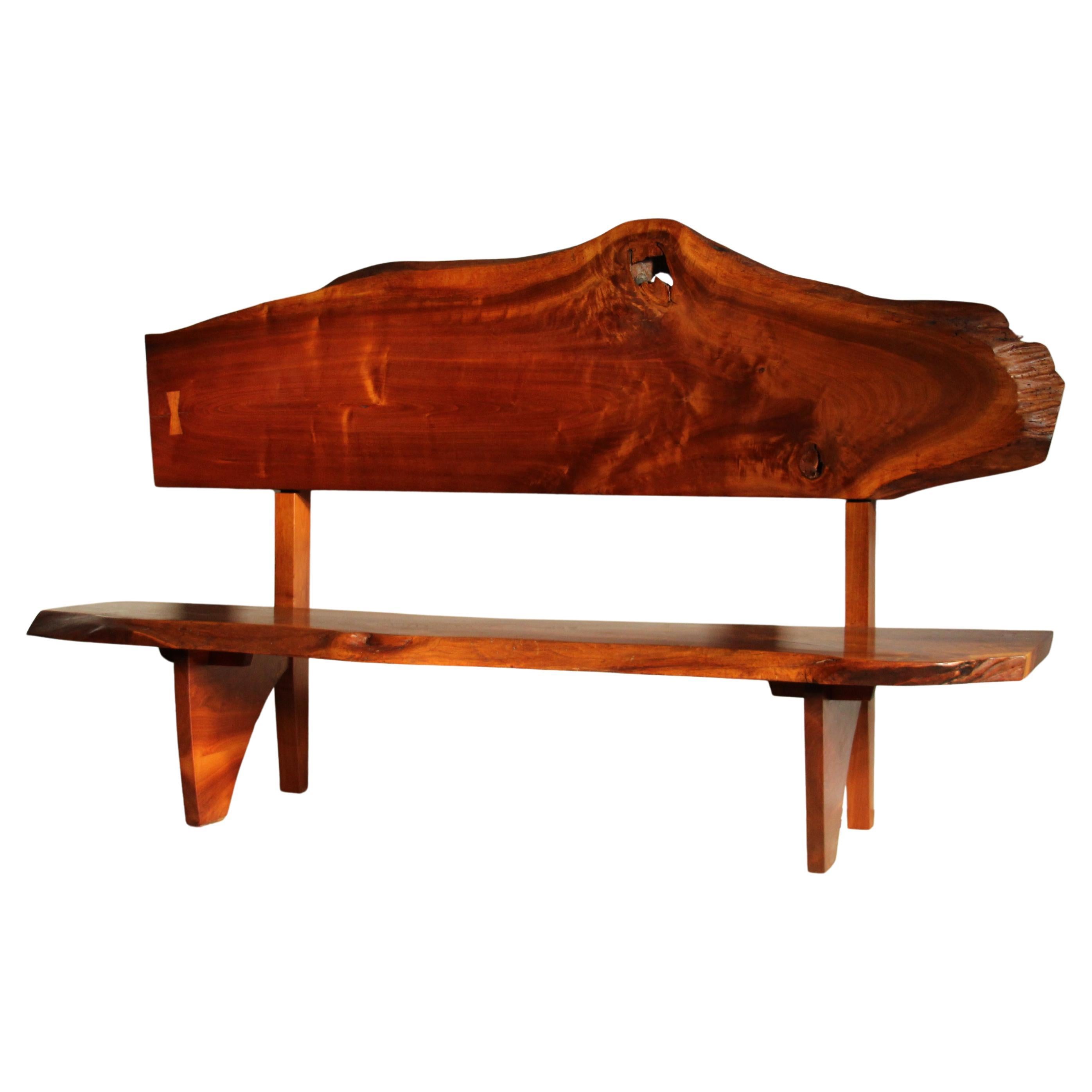 Studio Live-Edge Walnut Bench by Gino Russo, 1970s