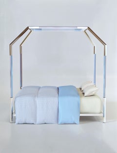 Studio Lucite and Nickel Limited Edition King Size Bed by Charles Hollis Jones