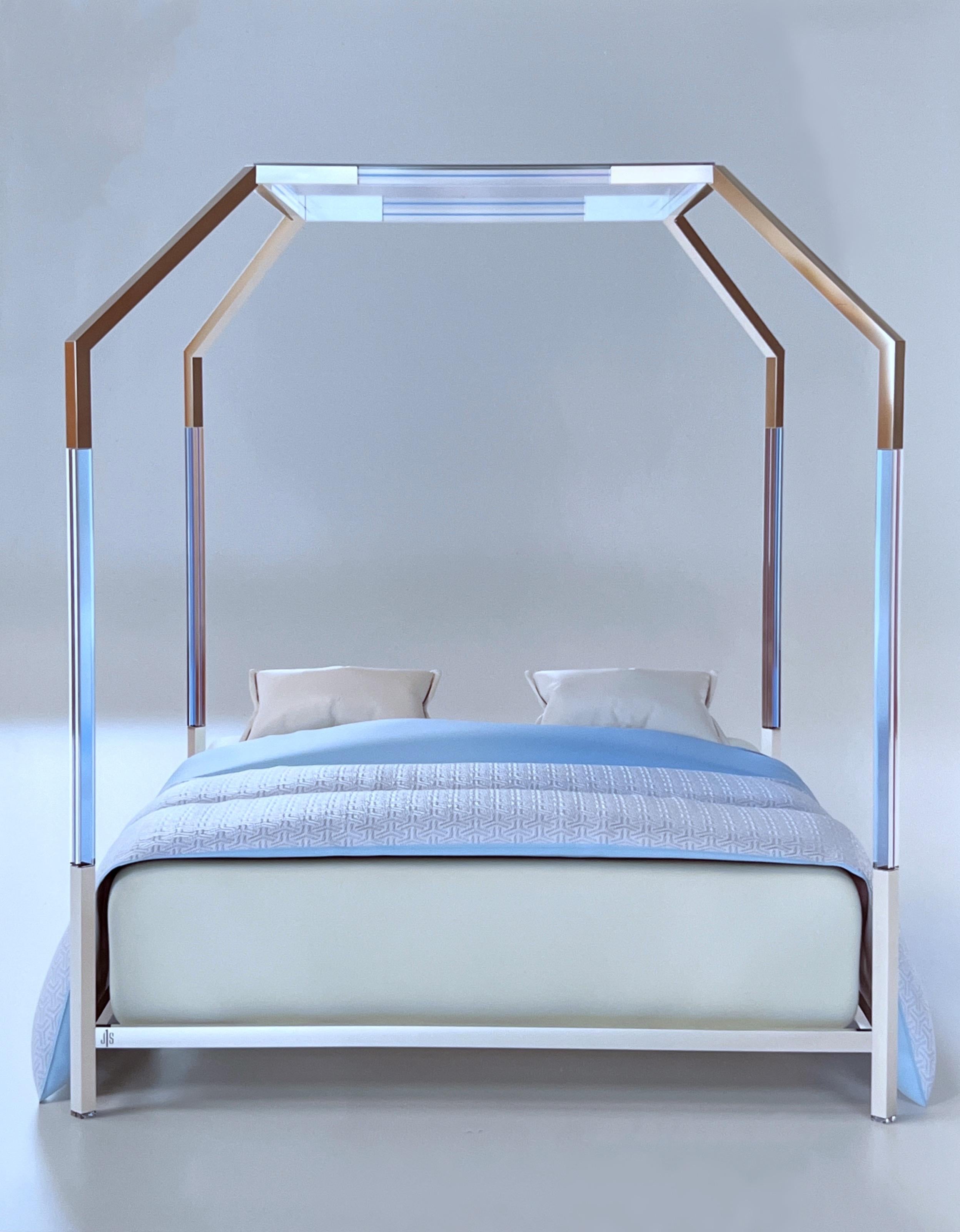 Modern Studio Lucite and Nickel Limited Edition King Size Bed by Charles Hollis Jones