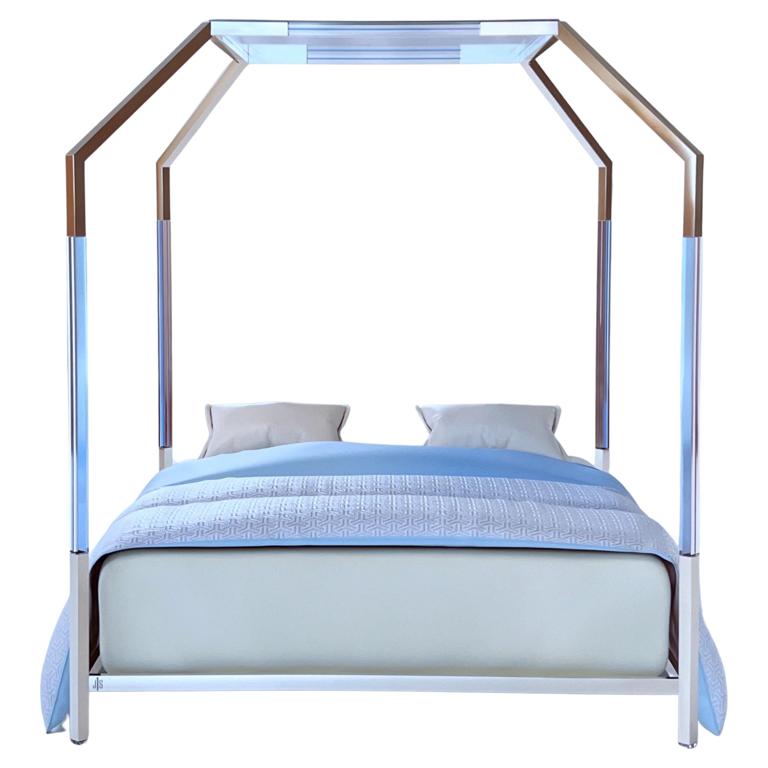 Studio Lucite and Nickel Limited Edition King Size Bed by Charles Hollis Jones