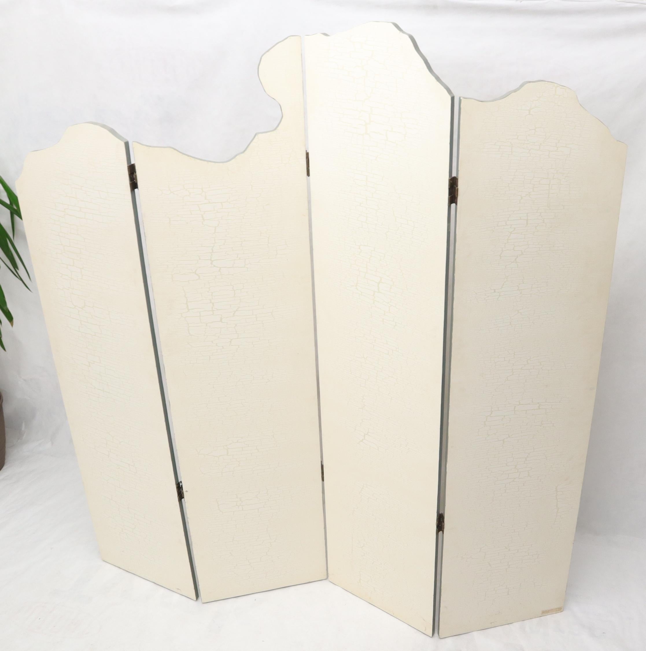 Mid-Century Modern Studio Made Art Decorated Lacquered 4-Panel Room Divider Screen For Sale