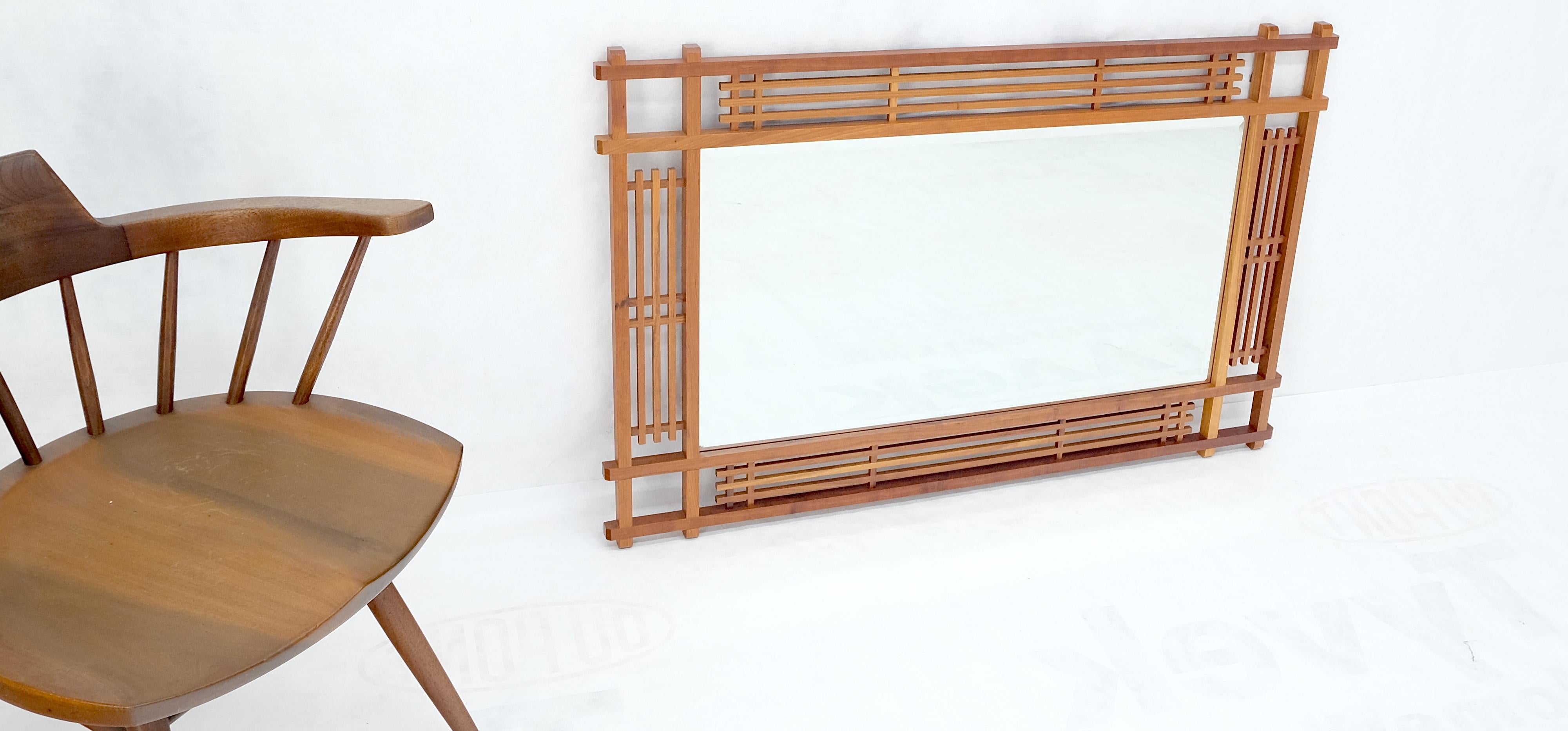 20th Century Studio Made Arts & Crafts Solid Cherry Frame Wall Mirror Mid Century MINT!