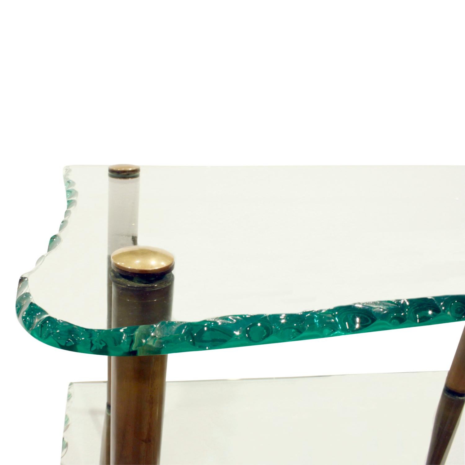Mid-Century Modern Studio Made Beautiful 2-Tier Console Table in Artisan Glass, 1950s