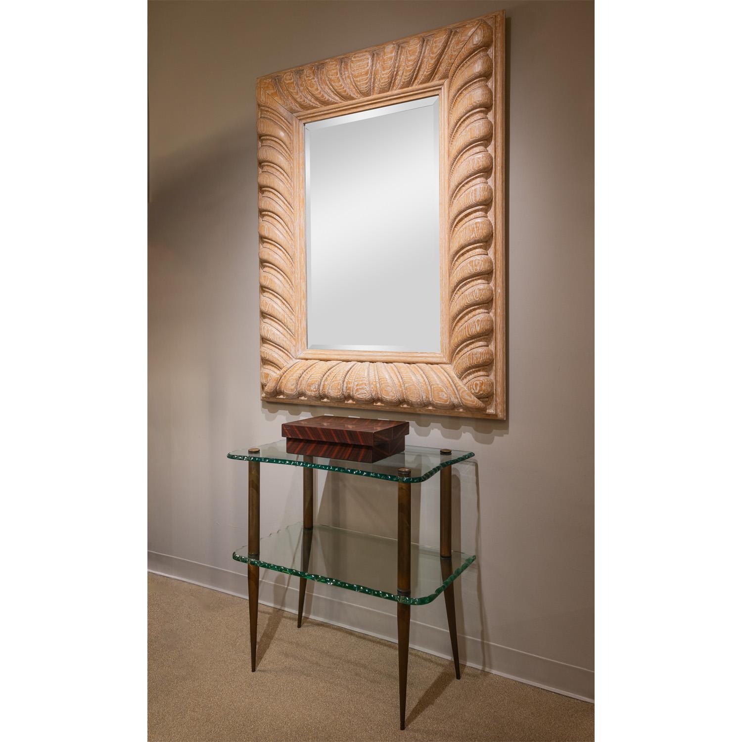 Italian Studio Made Beautiful 2-Tier Console Table in Artisan Glass, 1950s