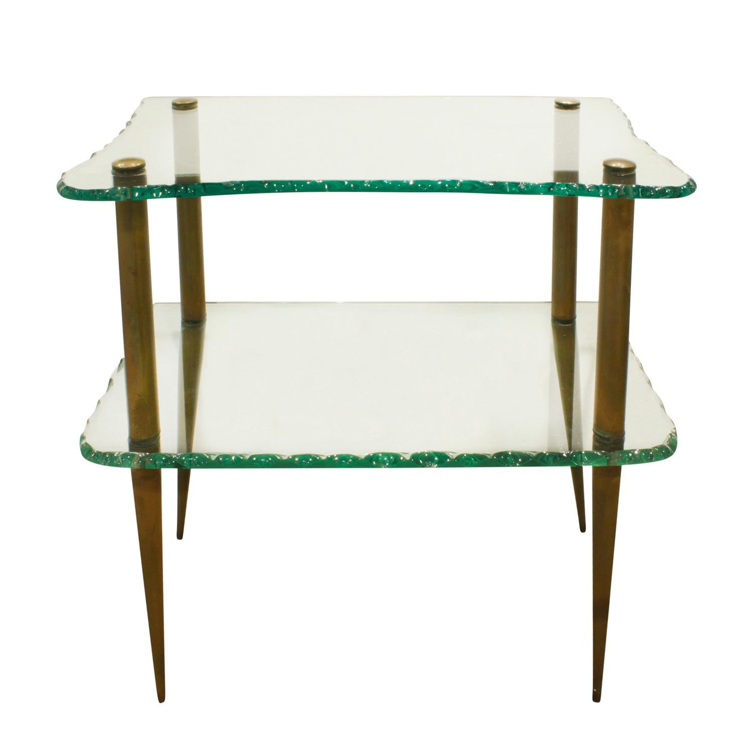 Studio Made Beautiful 2-Tier Console Table in Artisan Glass, 1950s
