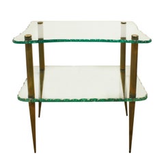 Studio Made Beautiful 2-Tier Console Table in Hand Chipped Glass, 1950s