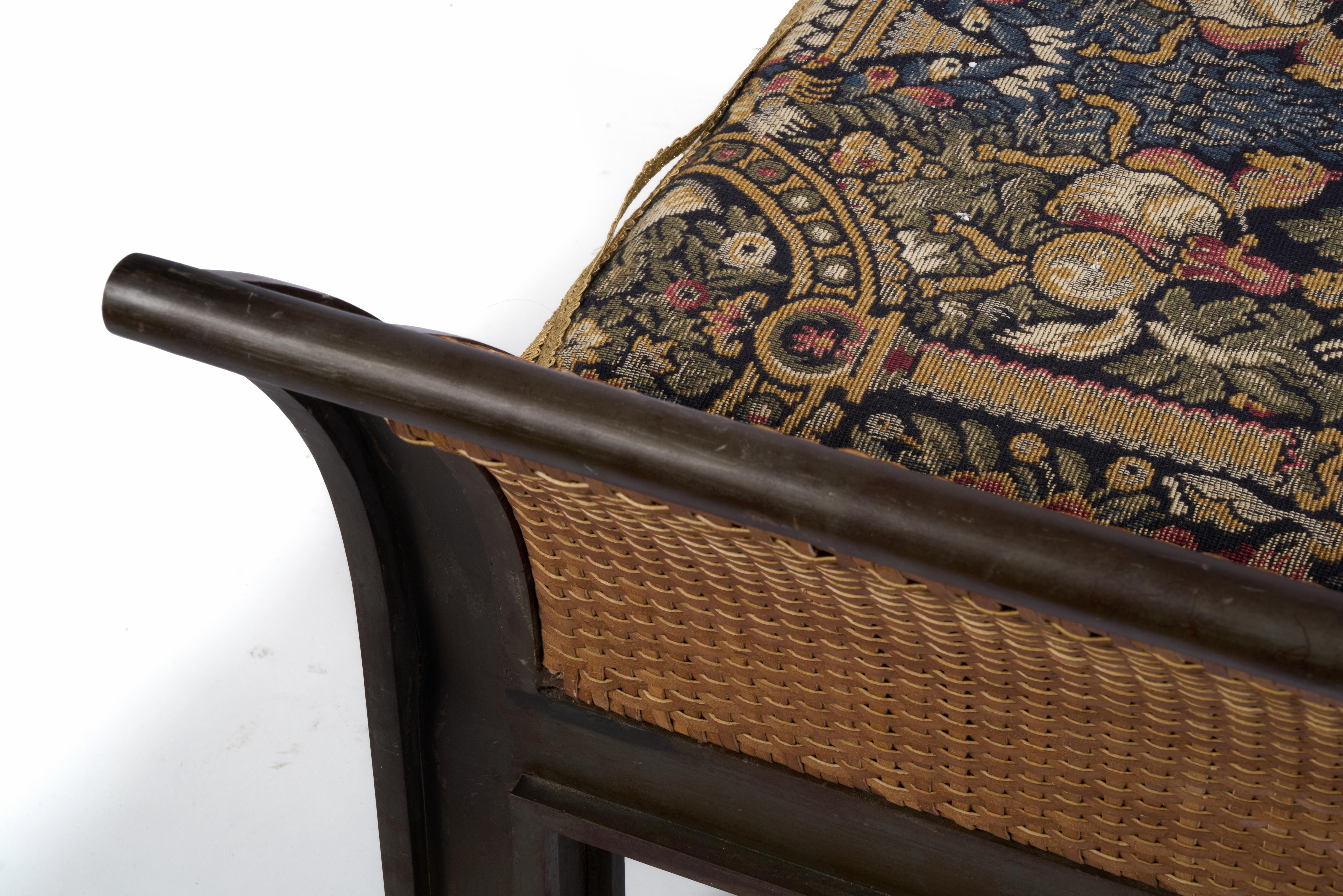 Studio Made Bench in Steel, Leather, Tapestry Fabric im Zustand „Gut“ im Angebot in Greensboro, NC