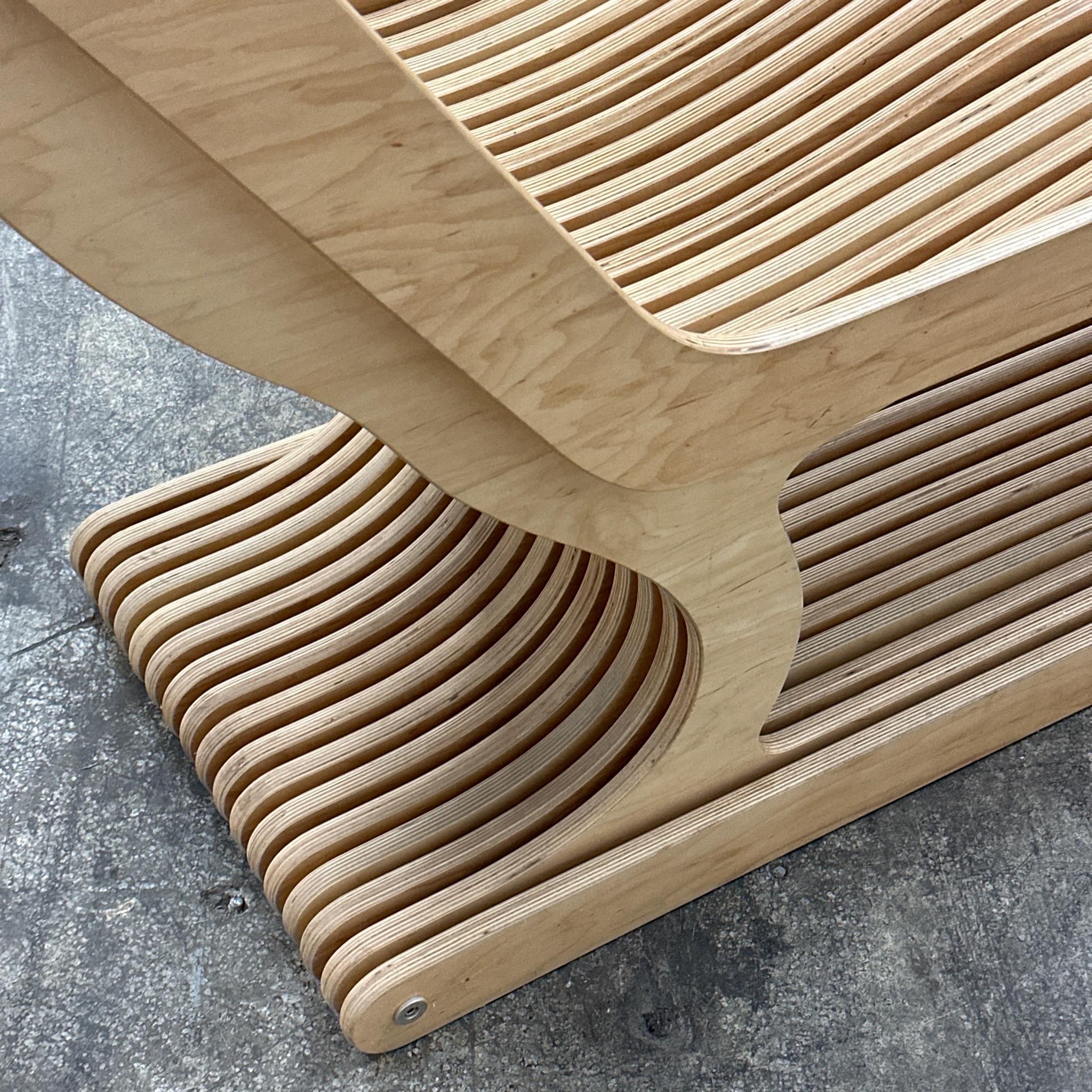 Plywood Studio Made Biomorphic Slat Chaise For Sale