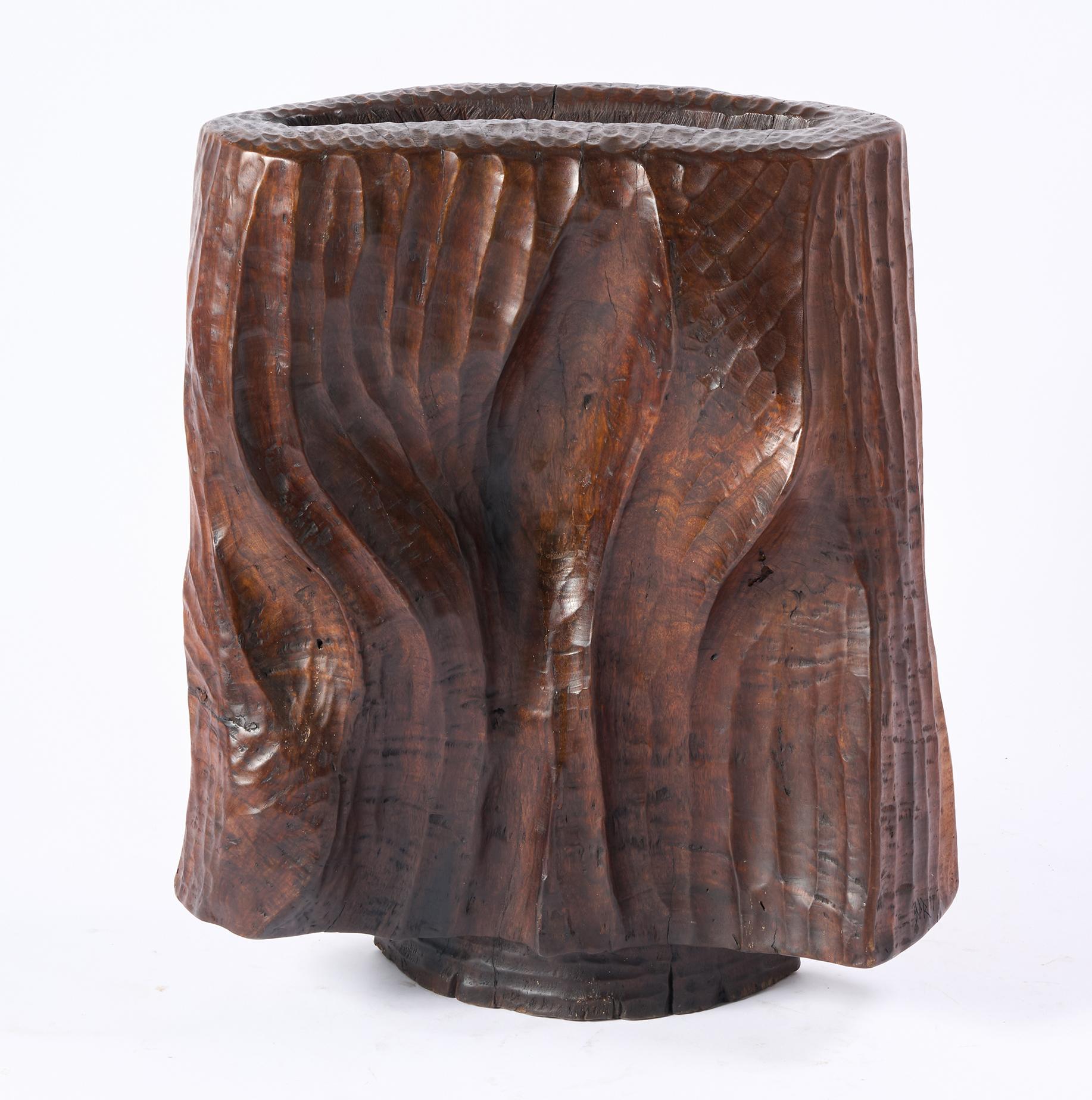 Scultura brutalista in legno di sapele realizzata in studio e firmata DPR, 1977 in vendita 4