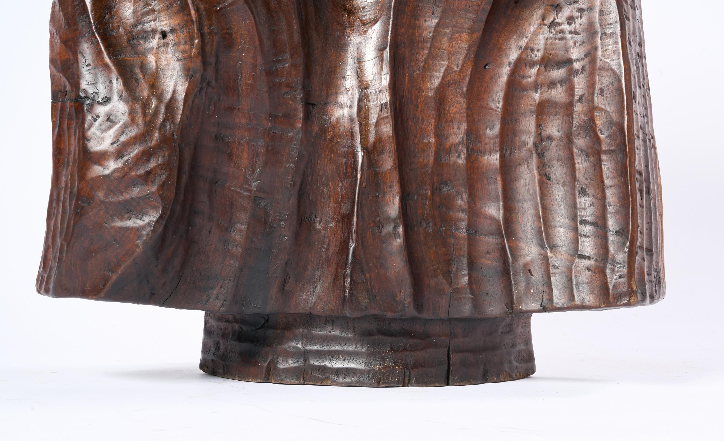 Scultura brutalista in legno di sapele realizzata in studio e firmata DPR, 1977 in vendita 10