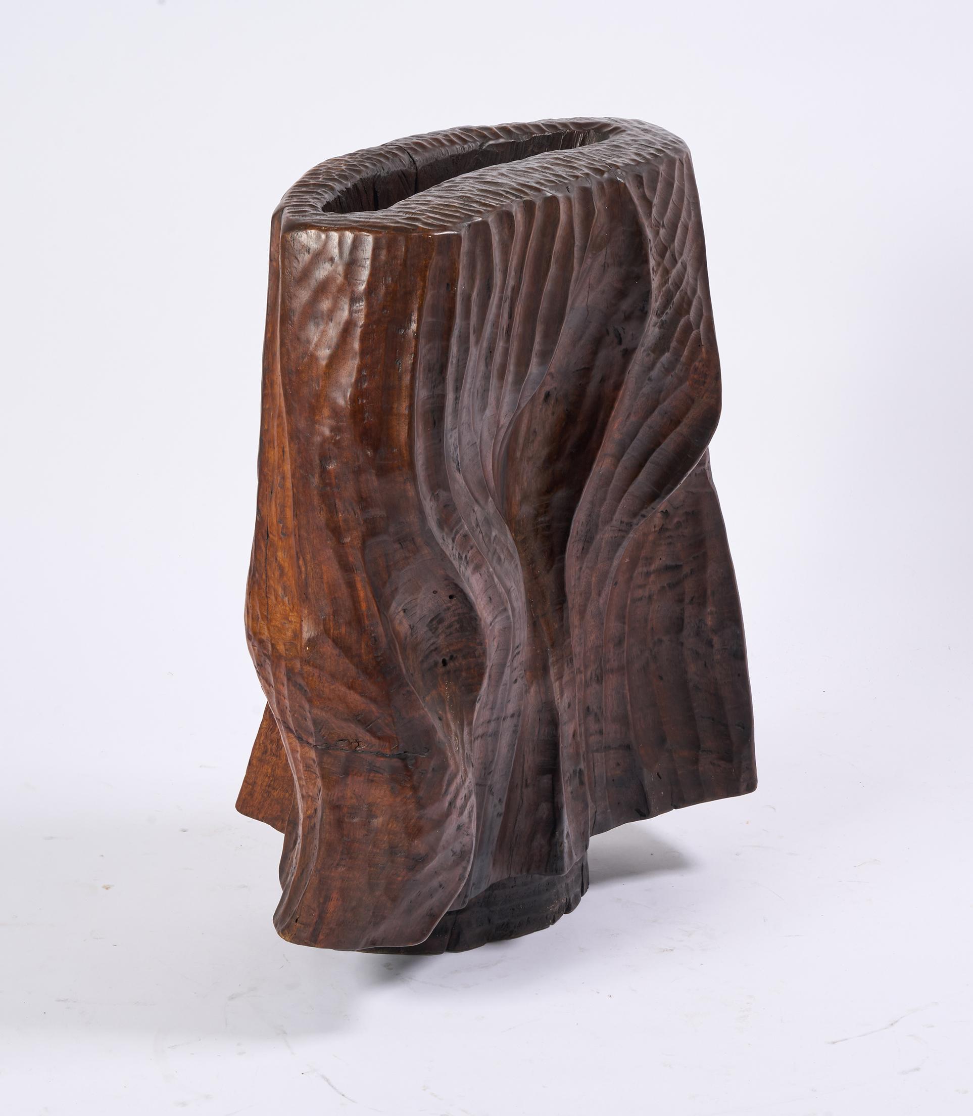Scultura brutalista in legno di sapele realizzata in studio e firmata DPR, 1977 in vendita 3