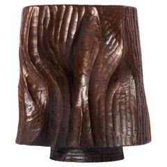 Scultura brutalista in legno di sapele realizzata in studio e firmata DPR, 1977