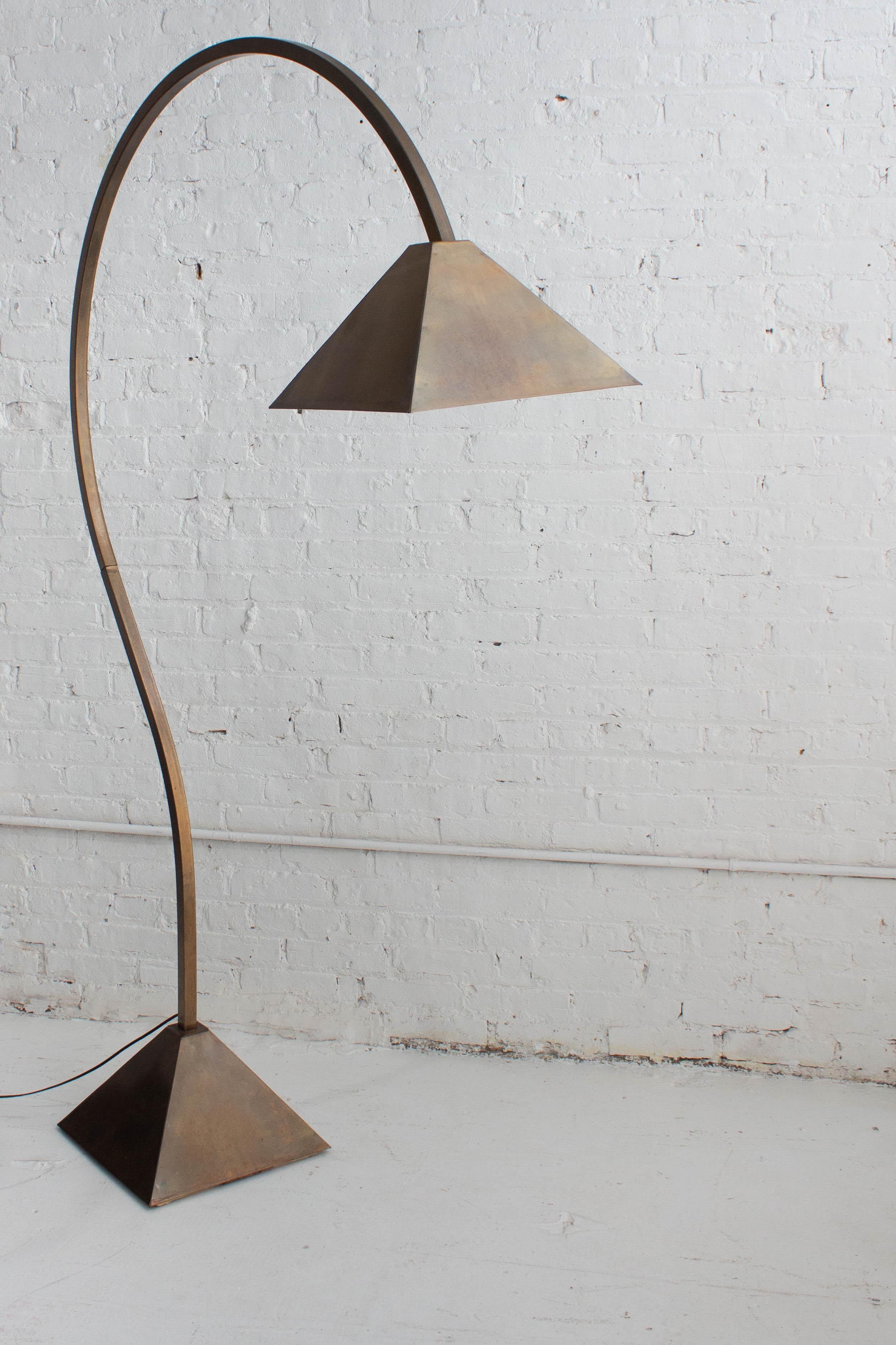 Mid-Century Modern Studio Made Burnished Brass Arc Floor Lamp For Sale