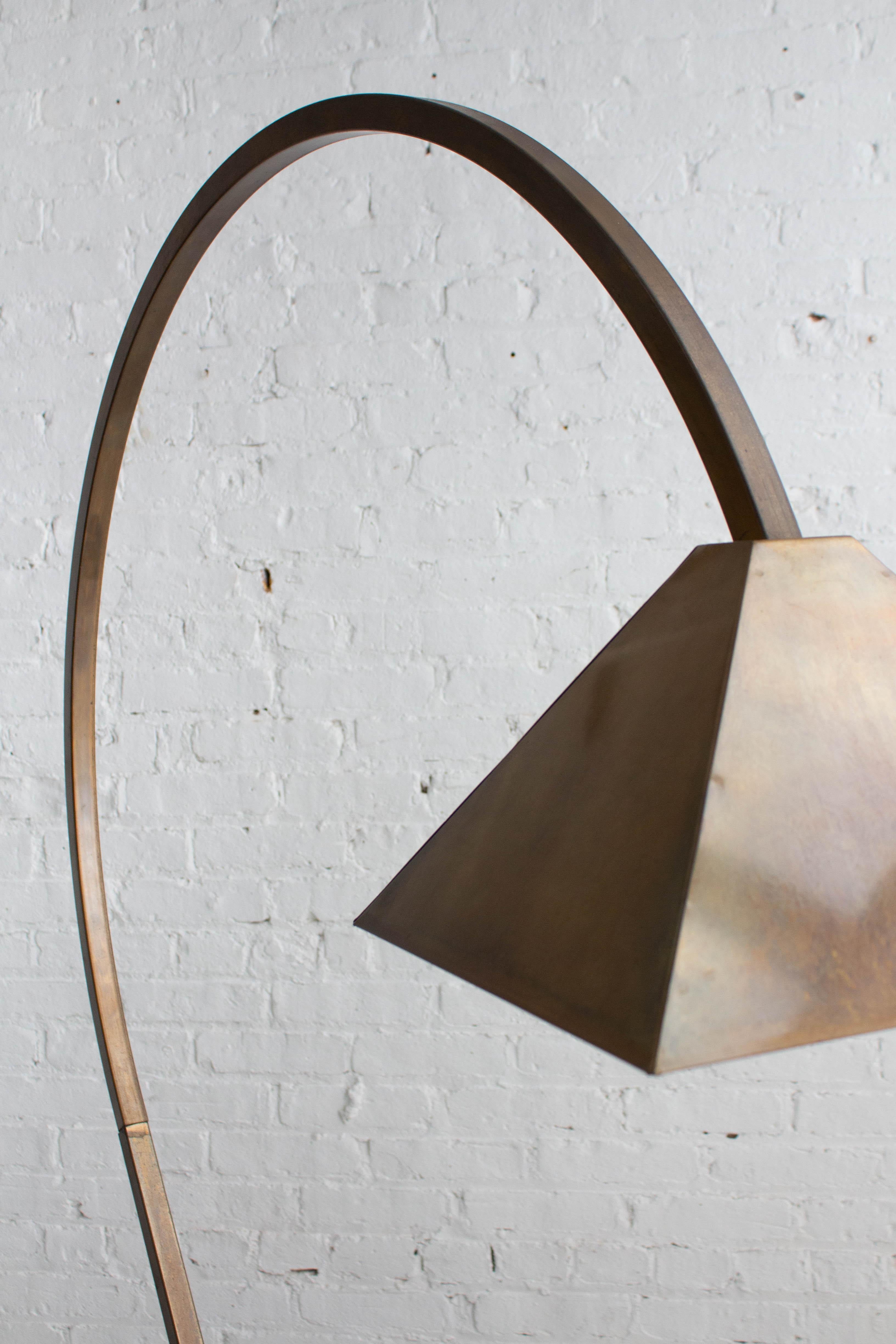 Studio Made Burnished Brass Arc Floor Lamp For Sale 1
