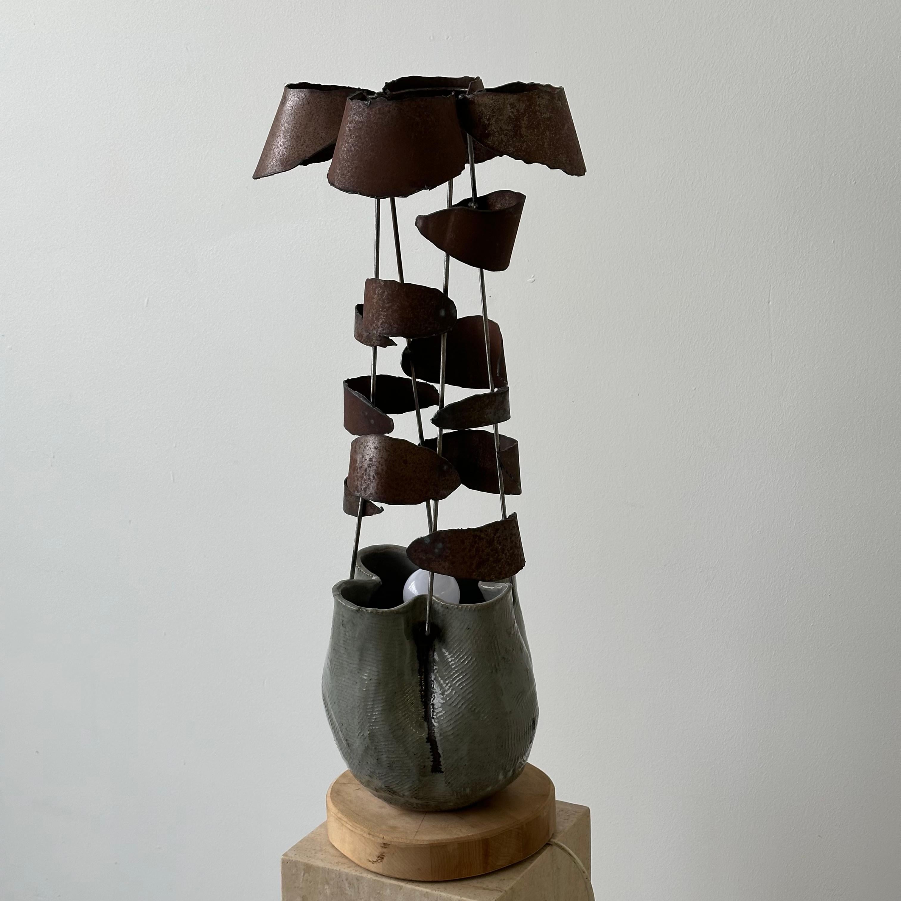 Mid-Century Modern Studio-made Ceramic Brutalist Lamp For Sale