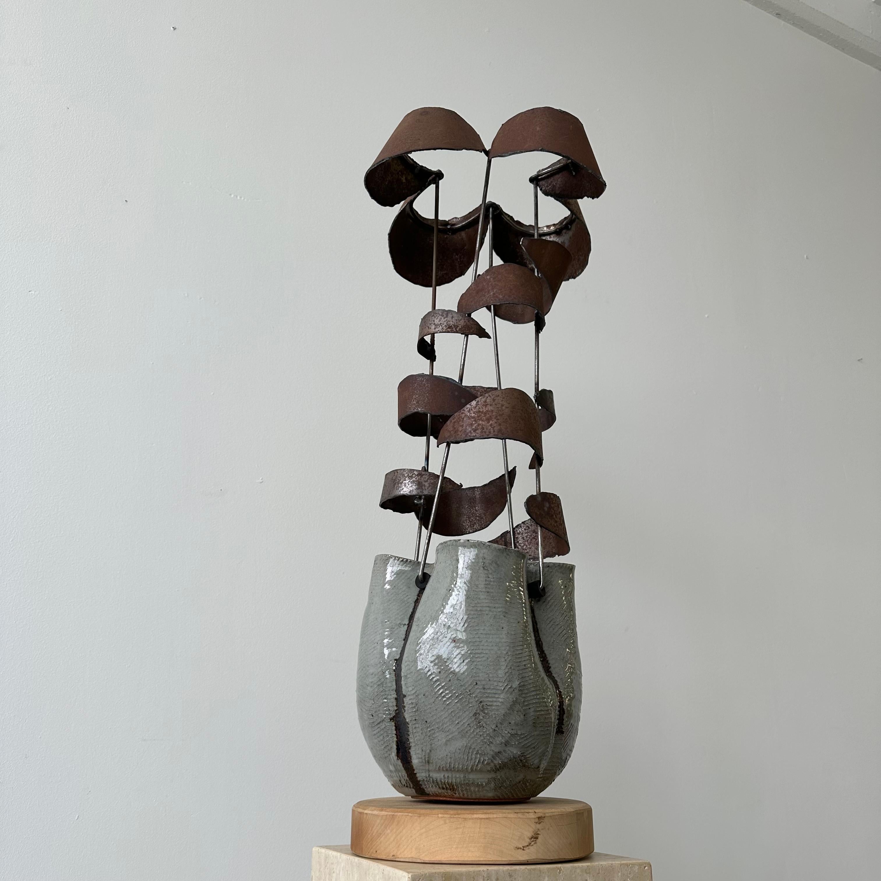 Unknown Studio-made Ceramic Brutalist Lamp For Sale