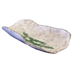 Studio made Ceramic Catch all tray abstract green glaze signed