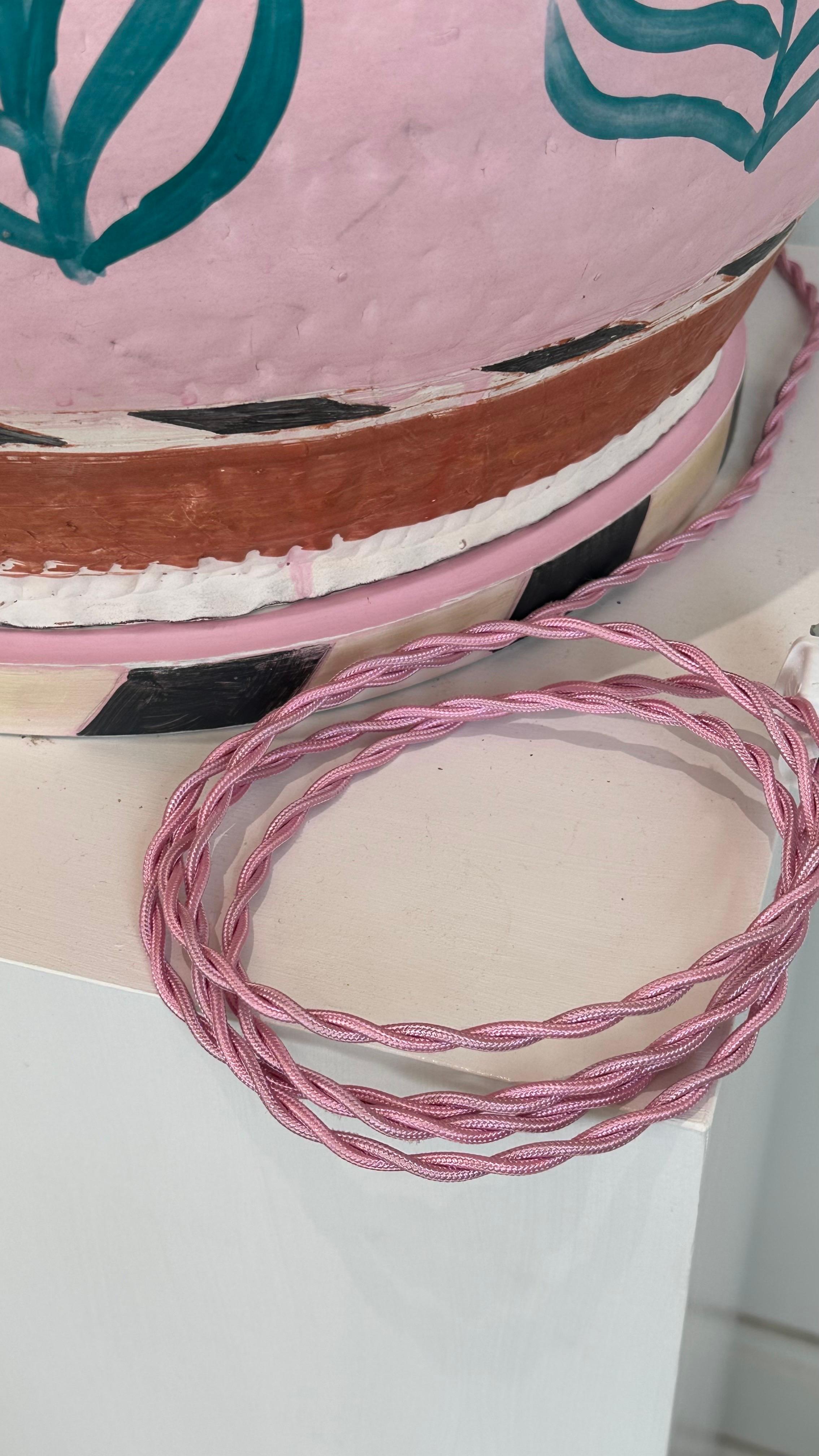 Contemporary Studio made ceramic lamp in pink, rust and turquoise