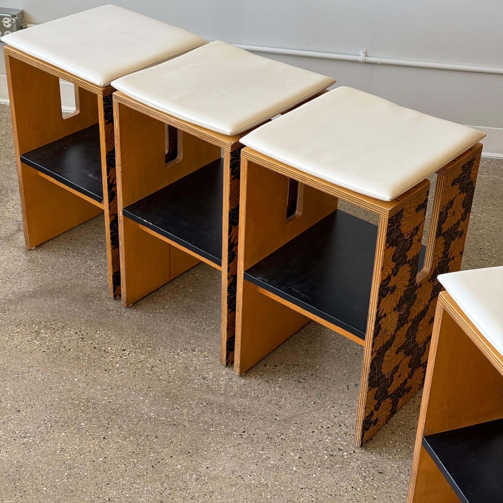 Studio Made Counter Stools with Chinoiserie Print For Sale 3