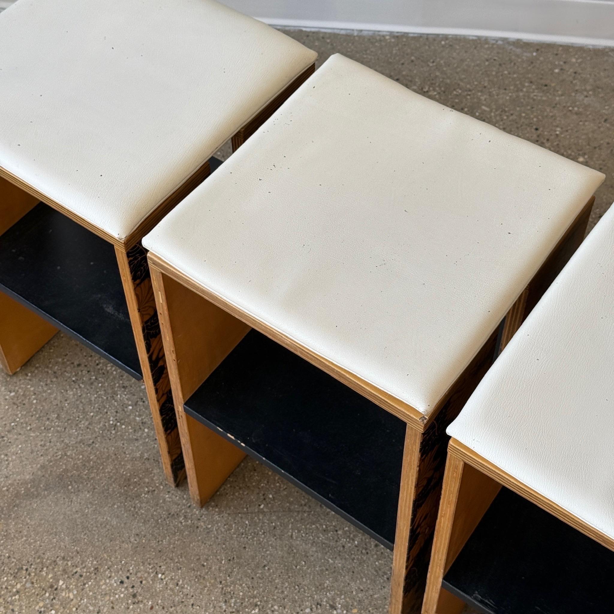 Mid-Century Modern Studio Made Counter Stools with Chinoiserie Print For Sale