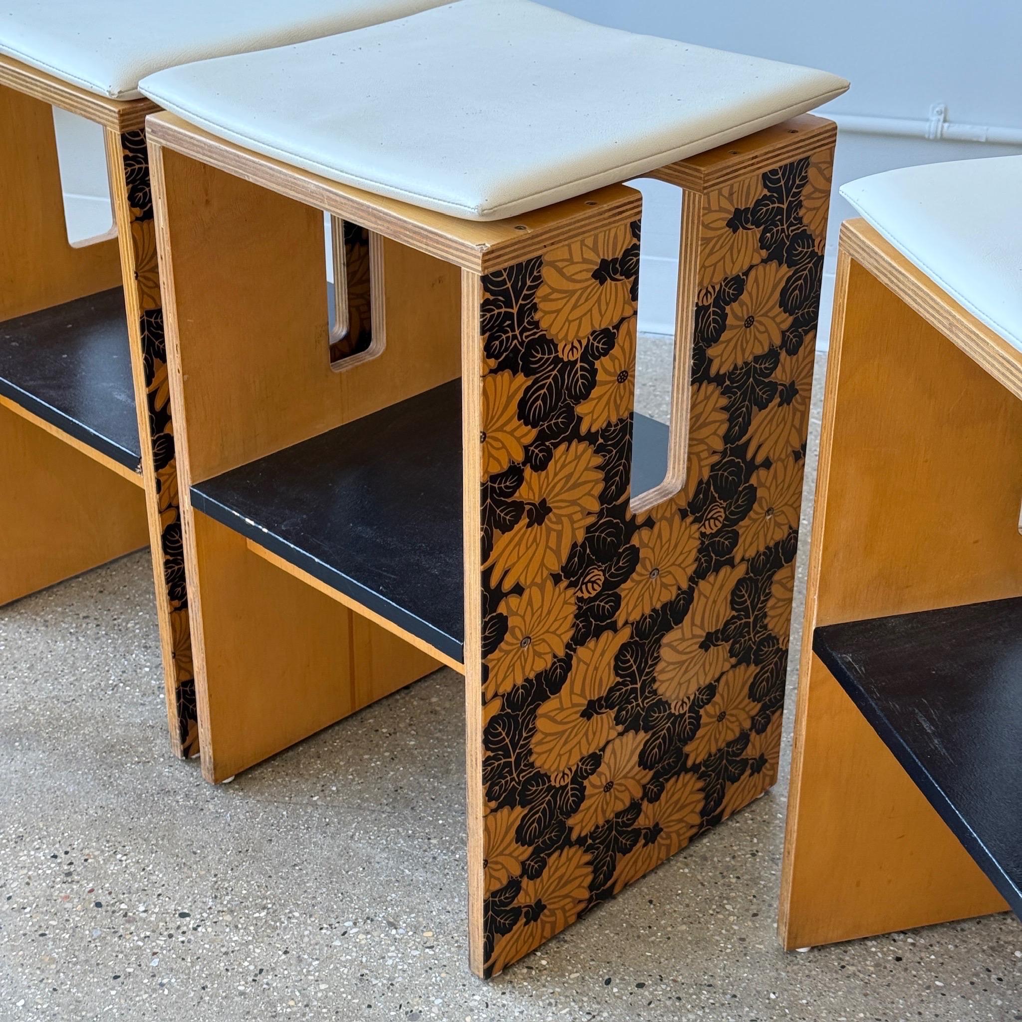 American Studio Made Counter Stools with Chinoiserie Print For Sale