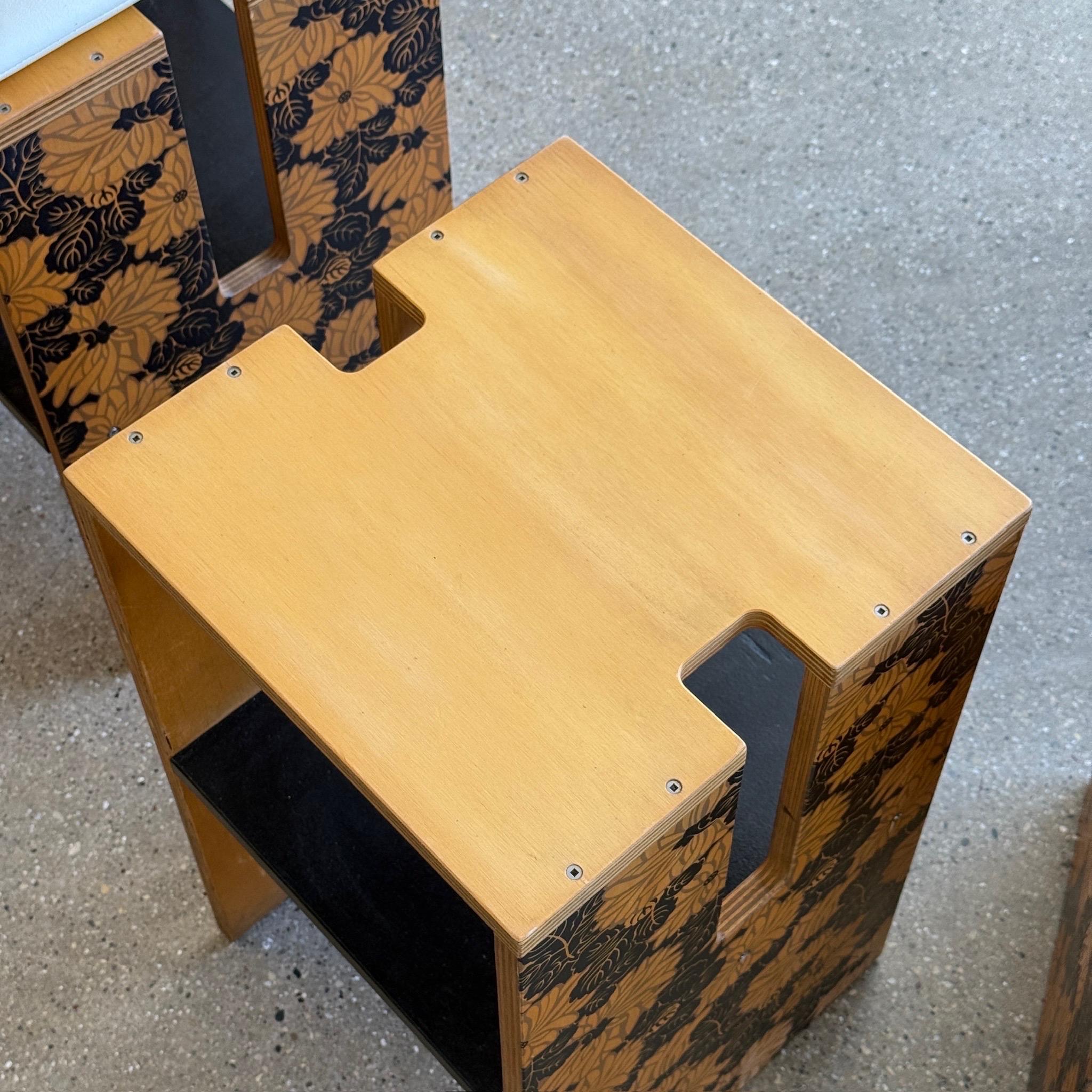 Studio Made Counter Stools with Chinoiserie Print In Good Condition For Sale In Chicago, IL