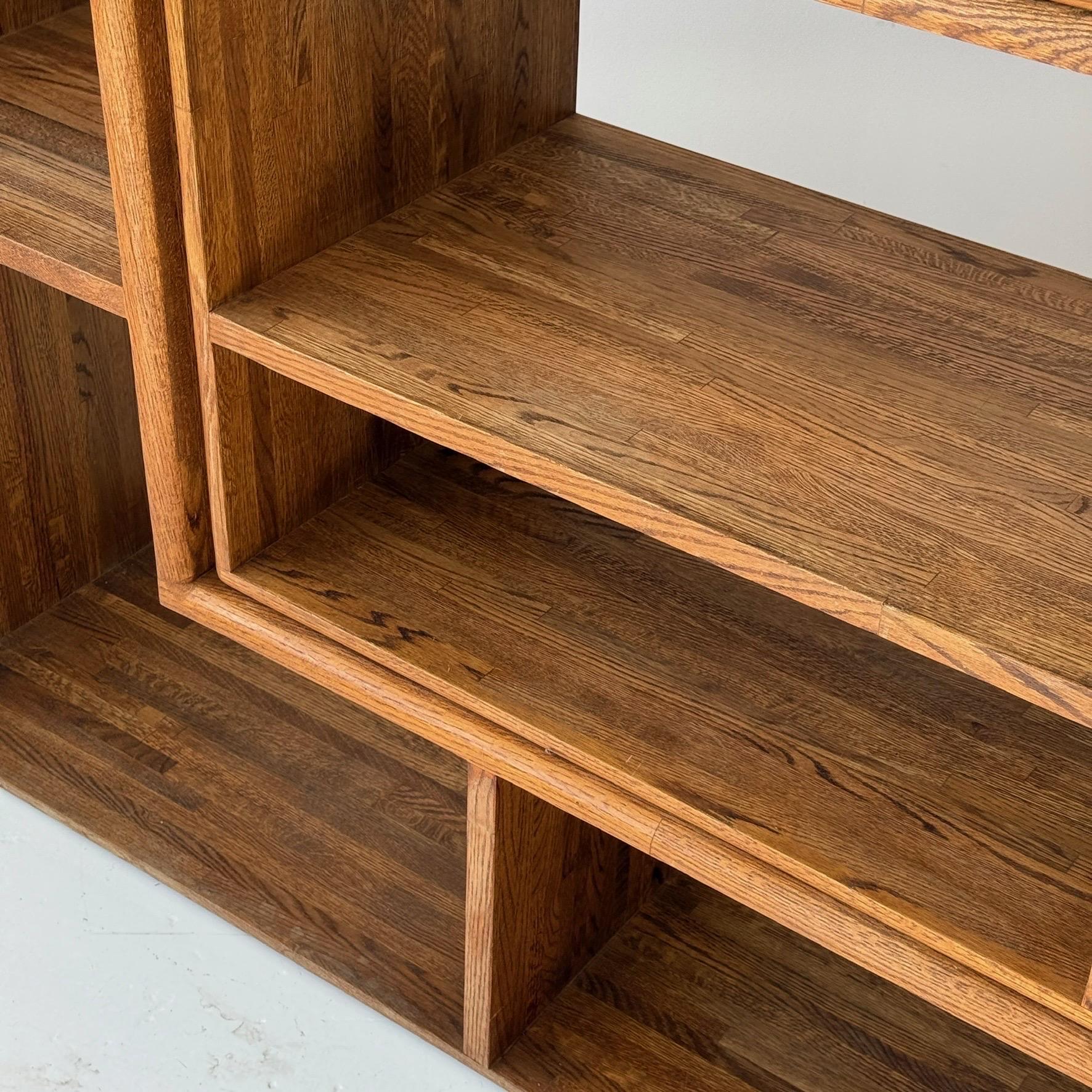 American Studio Made Custom Oak Shelving Unit For Sale