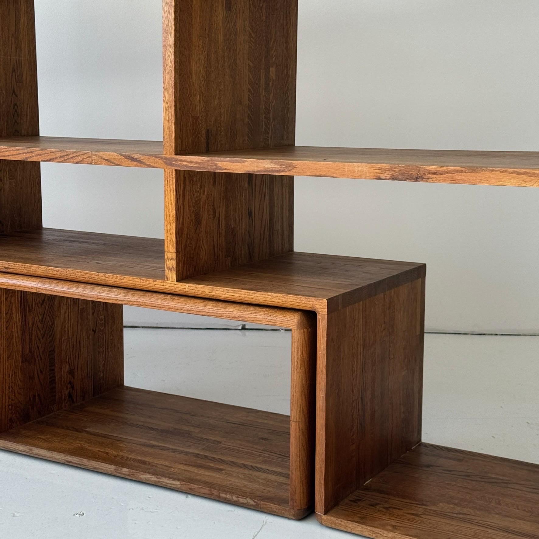 Studio Made Custom Oak Shelving Unit In Good Condition For Sale In Chicago, IL