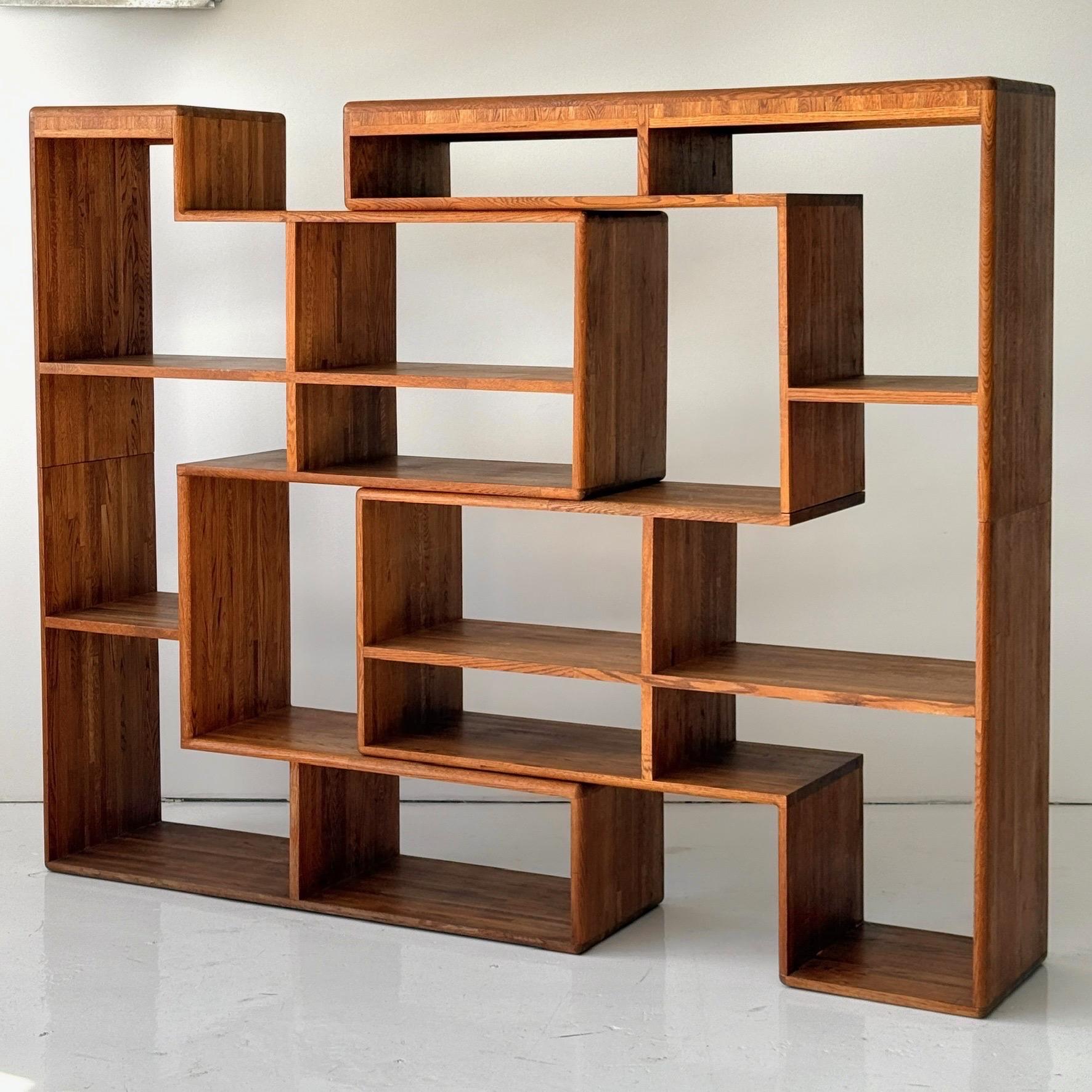 Late 20th Century Studio Made Custom Oak Shelving Unit For Sale