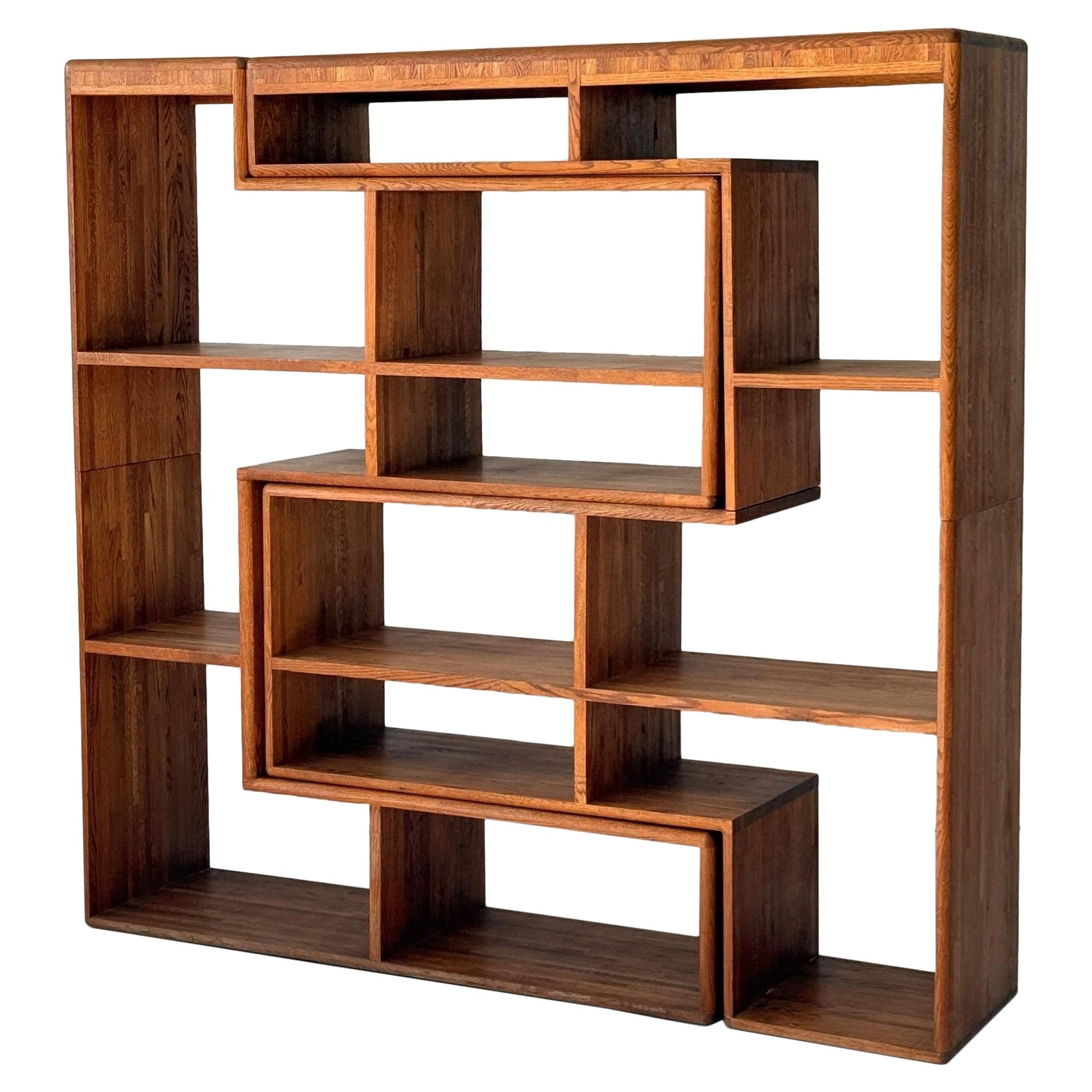 Studio Made Custom Oak Shelving Unit For Sale