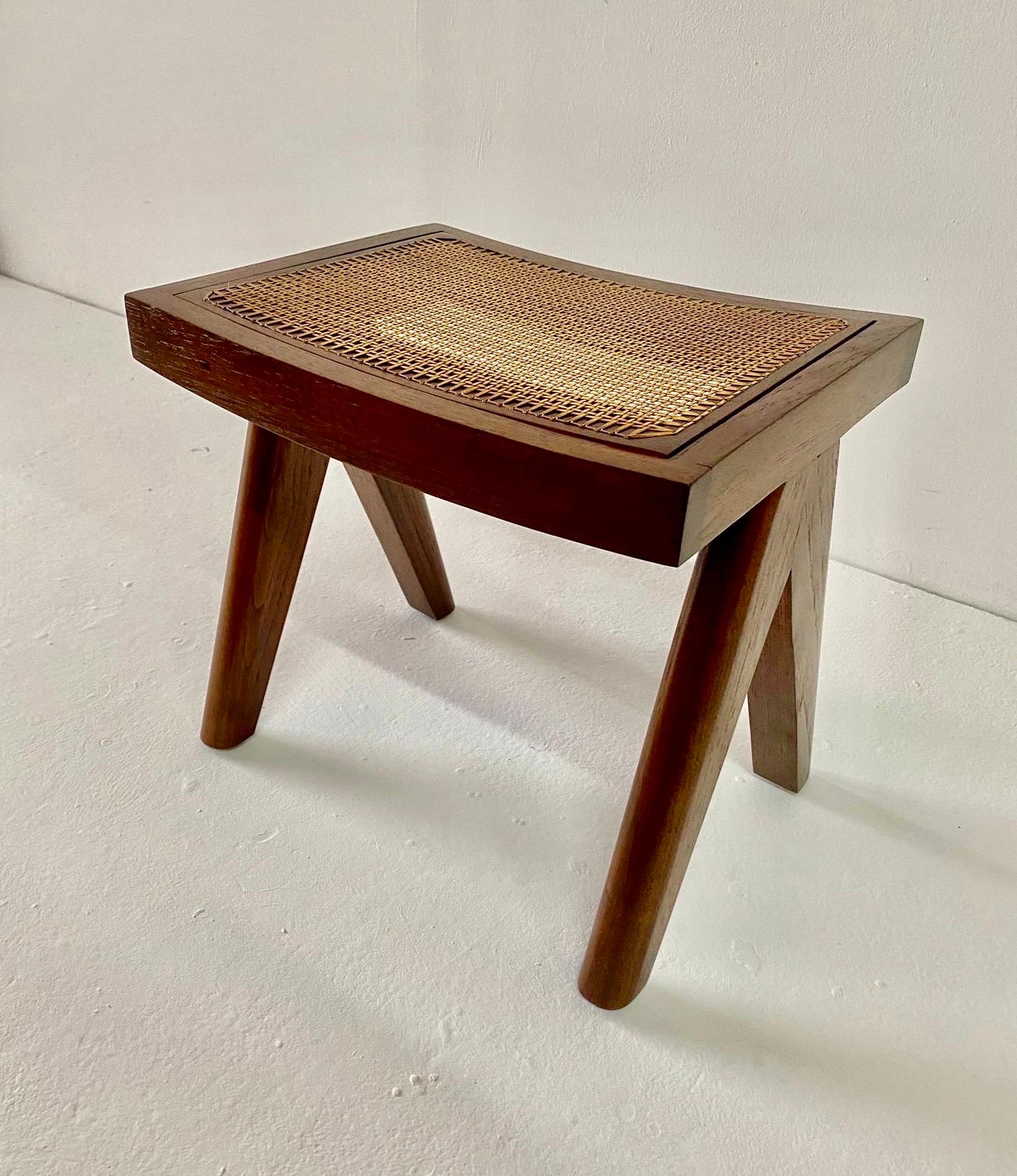 Studio Made Heavy Teak Stools - Manner of Jeanneret (2 Pairs Available) For Sale 5