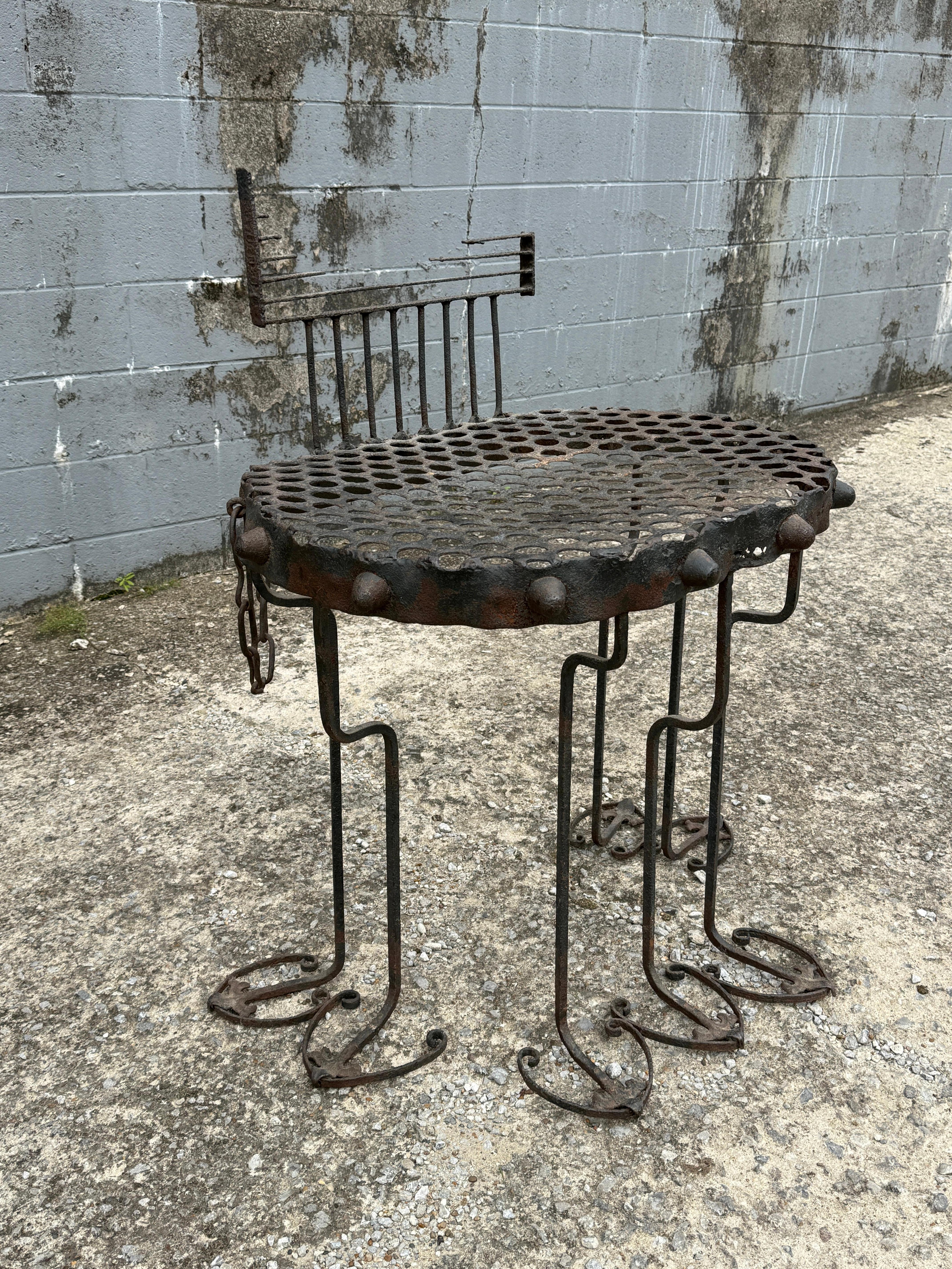 Brutalist Studio-Made Iron Console Table For Sale