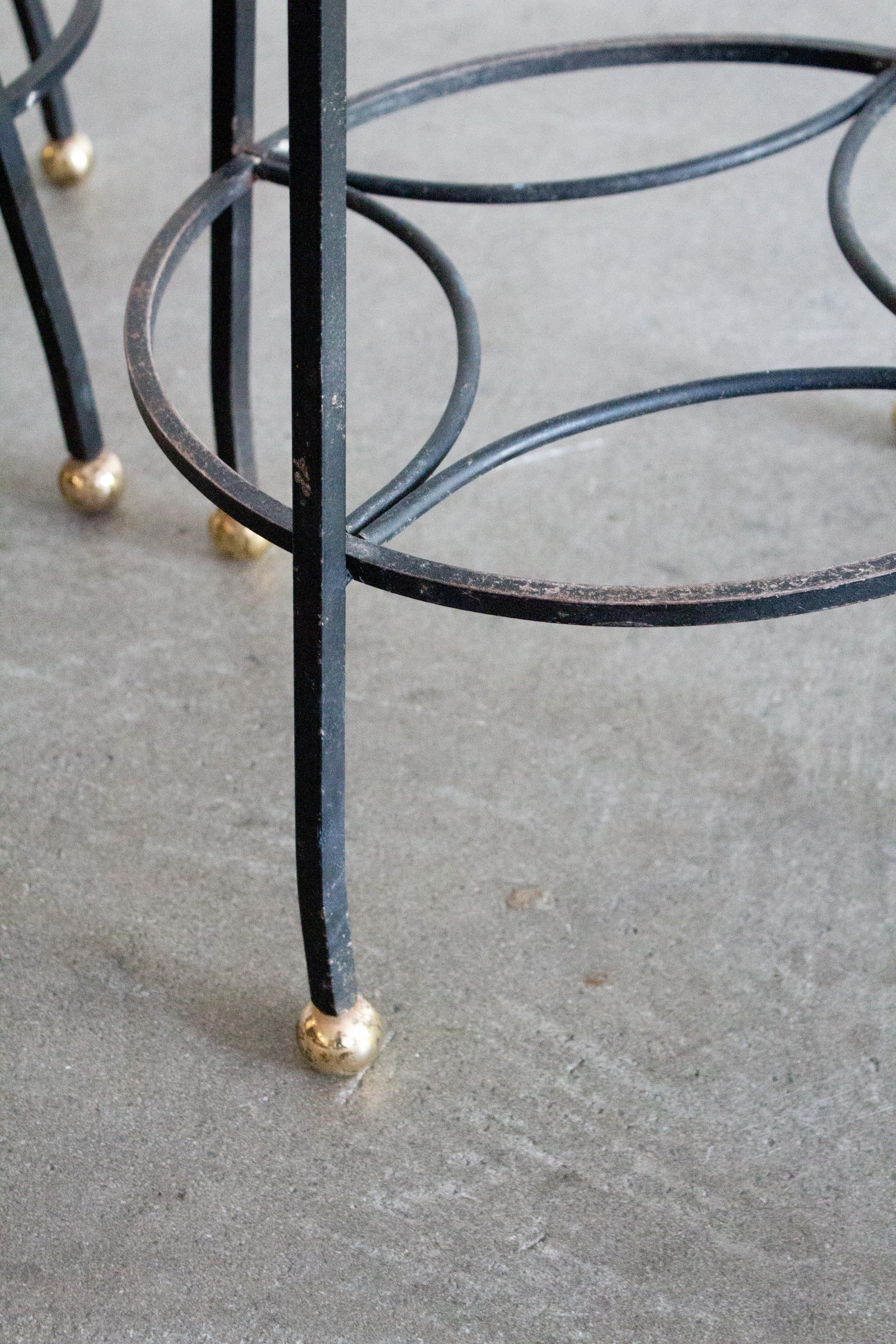Studio Made Iron Counter Stools, a Set of 3 In Good Condition For Sale In Brooklyn, NY