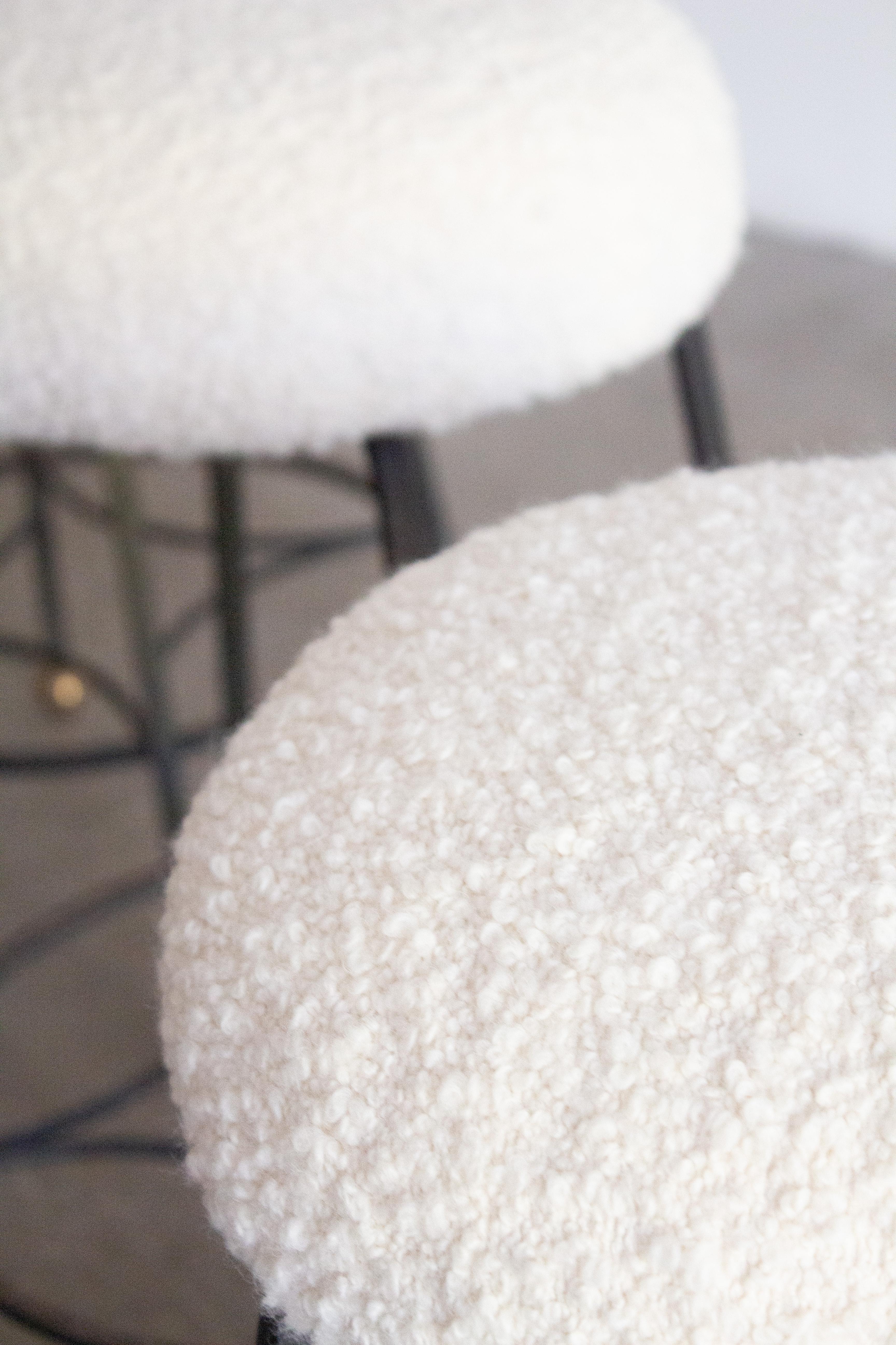 Bouclé Studio Made Iron Counter Stools, a Set of 3 For Sale