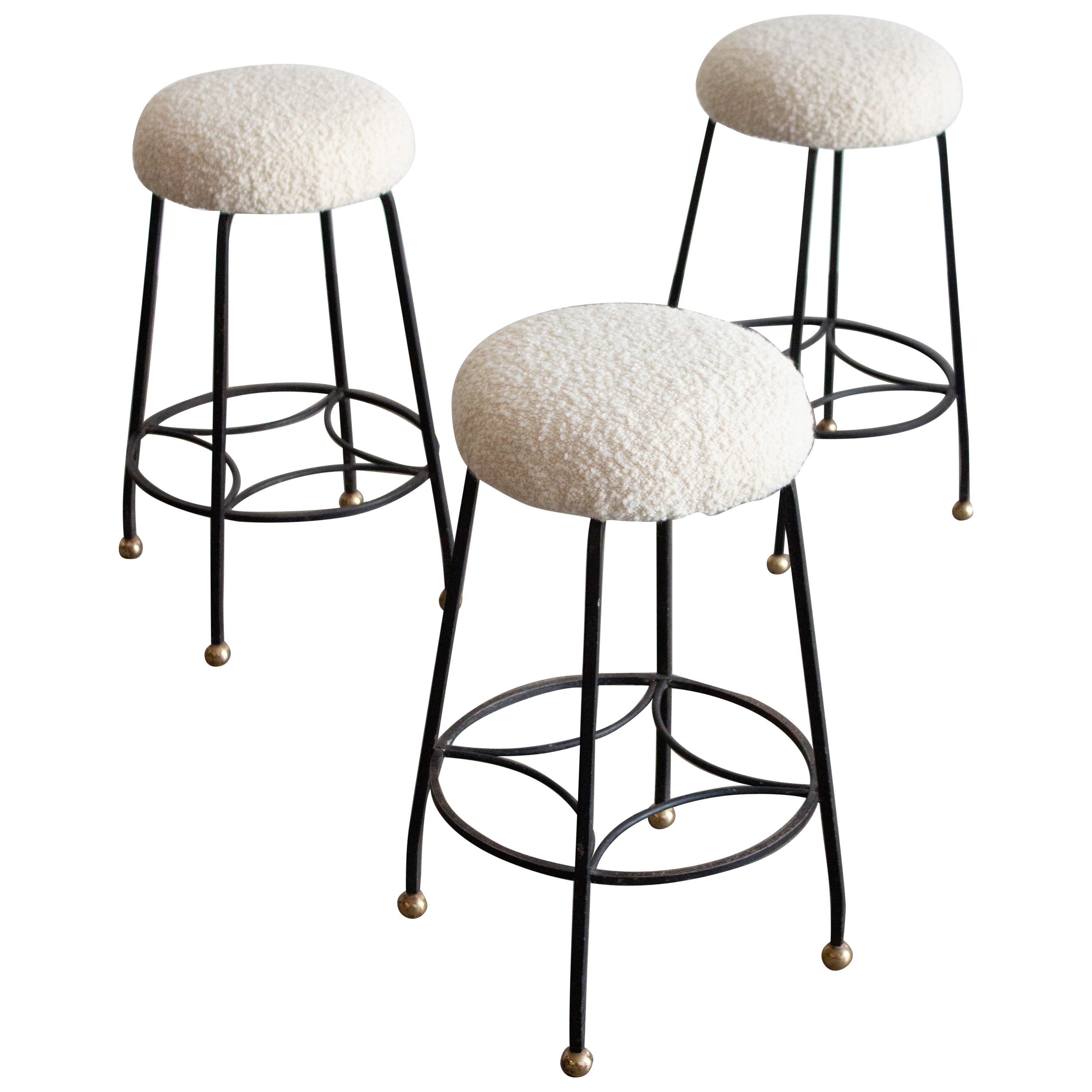 Studio Made Iron Counter Stools, a Set of 3