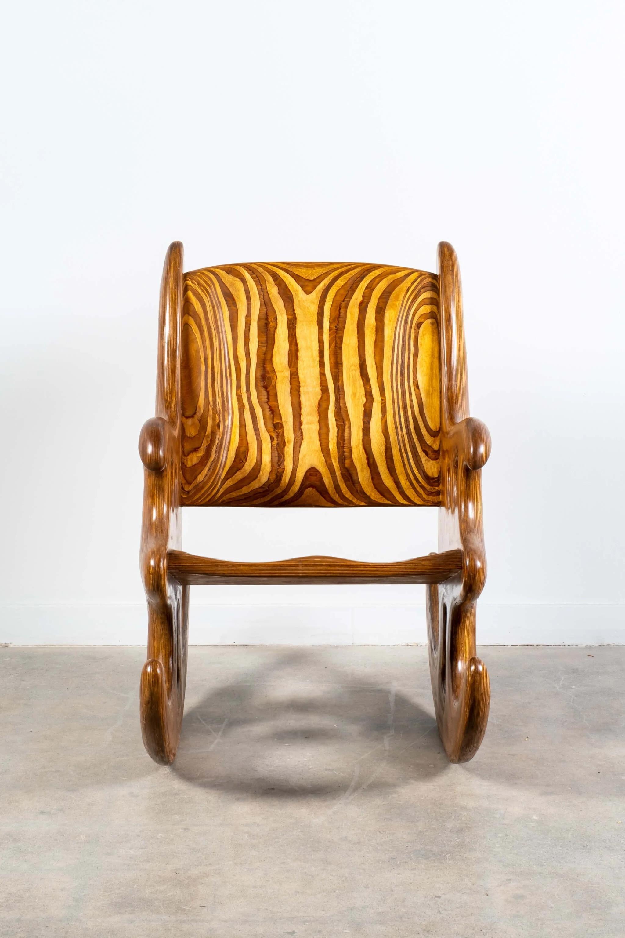 Futurist Studio Made Laminated Wood Rocking Chair by Douglas Hackett For Sale