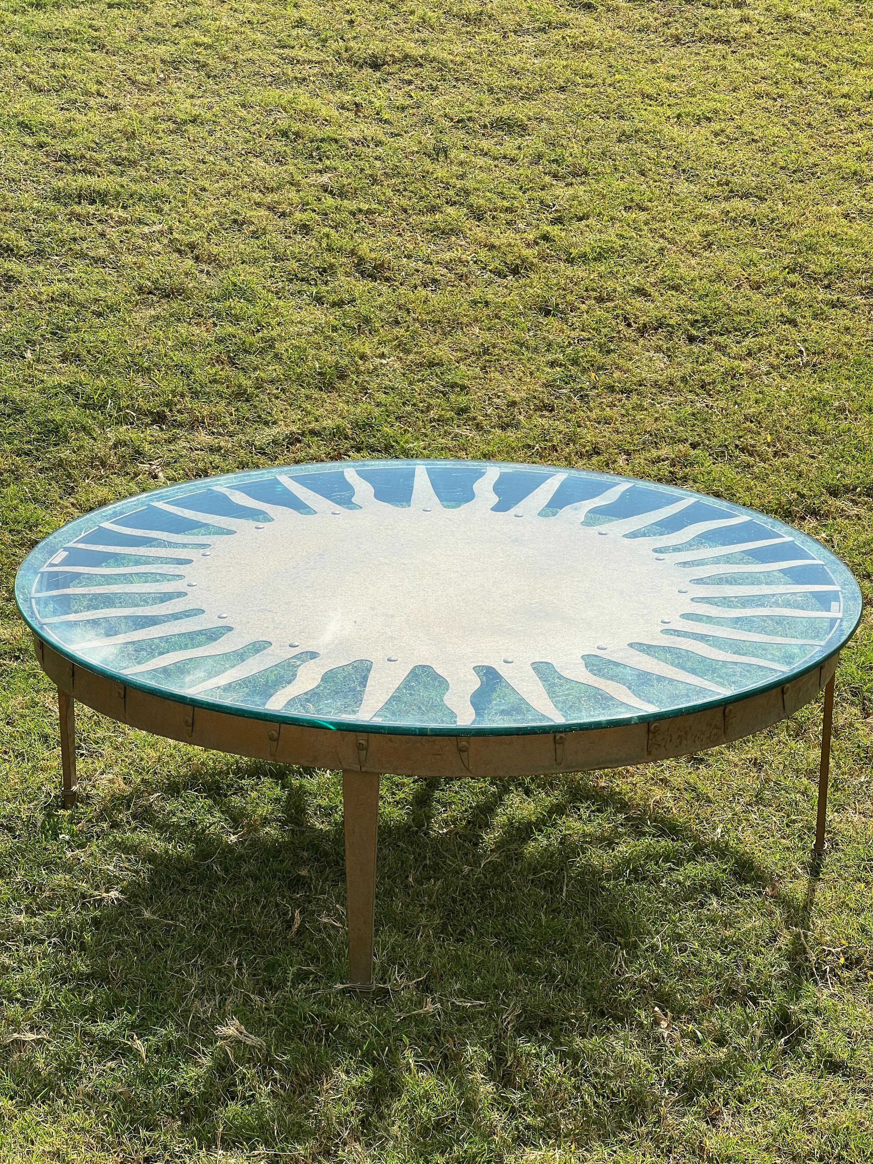 Patinated Studio Made Mexican Sun Indoor Outdoor Coffee Table