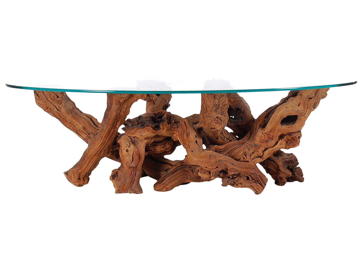 oval driftwood coffee table