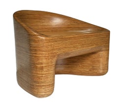 Studio Made Organic Modern Stacked Laminated Mixed Woods Lounge Chair Stool