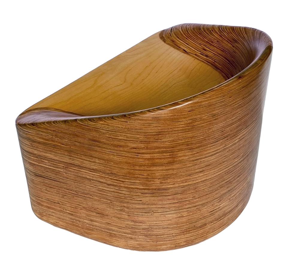 Teak Studio Made Organic Modern Stacked Laminated Mixed Woods Lounge Chair Stool