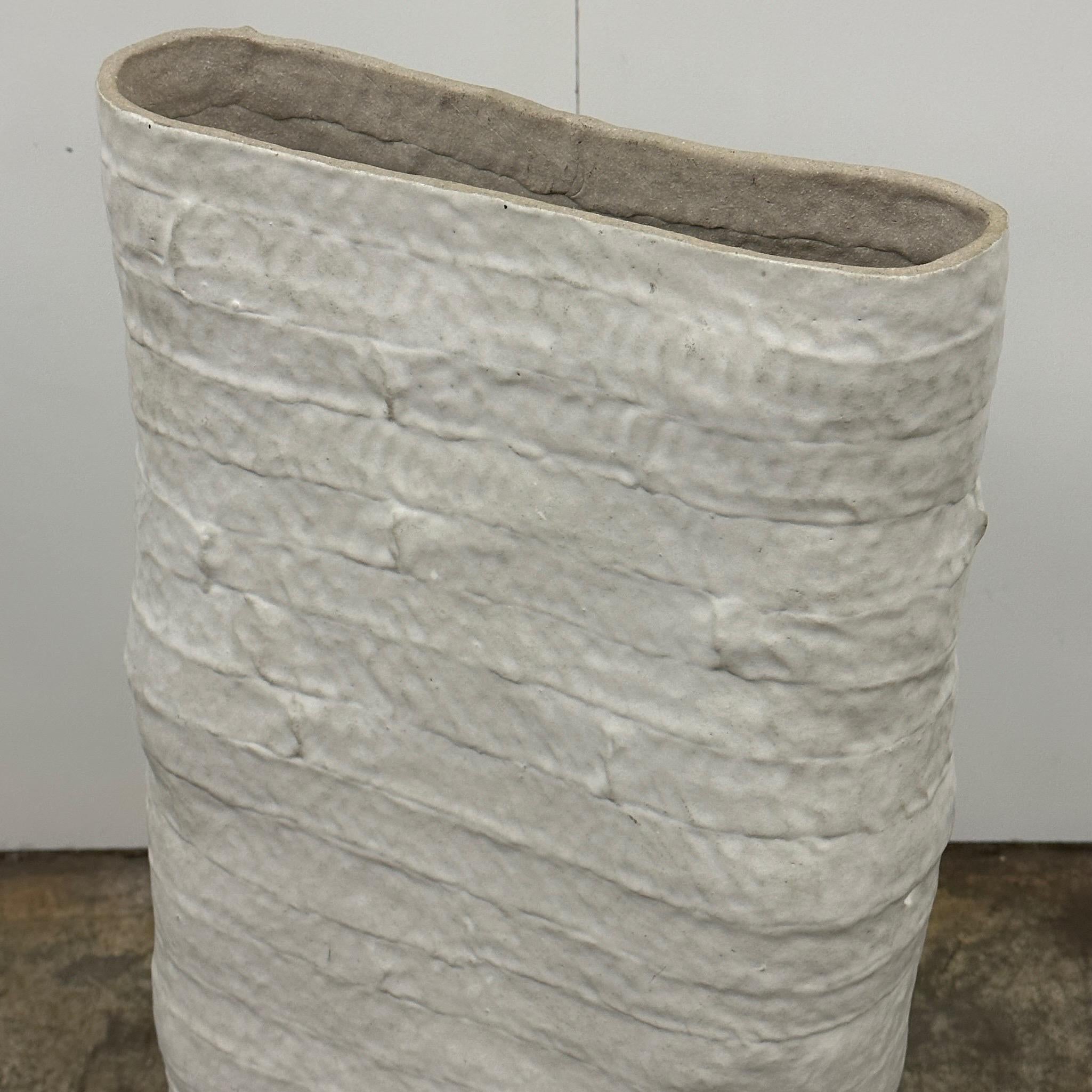 c. Unknown. Coiled ceramic construction glazed white. Incredibly unique statement piece.