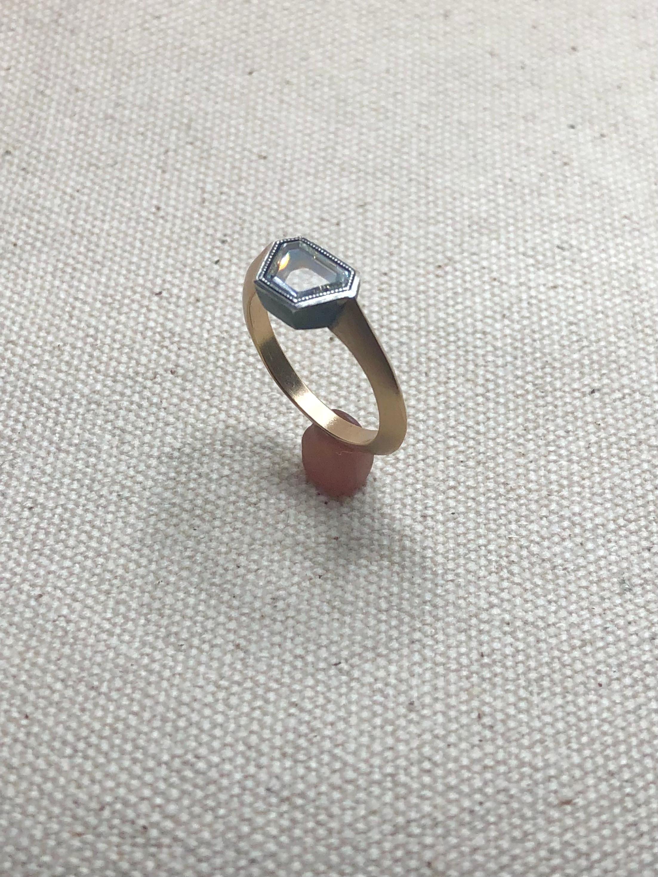 Georgian Studio made portrait cut diamond solitaire ring For Sale