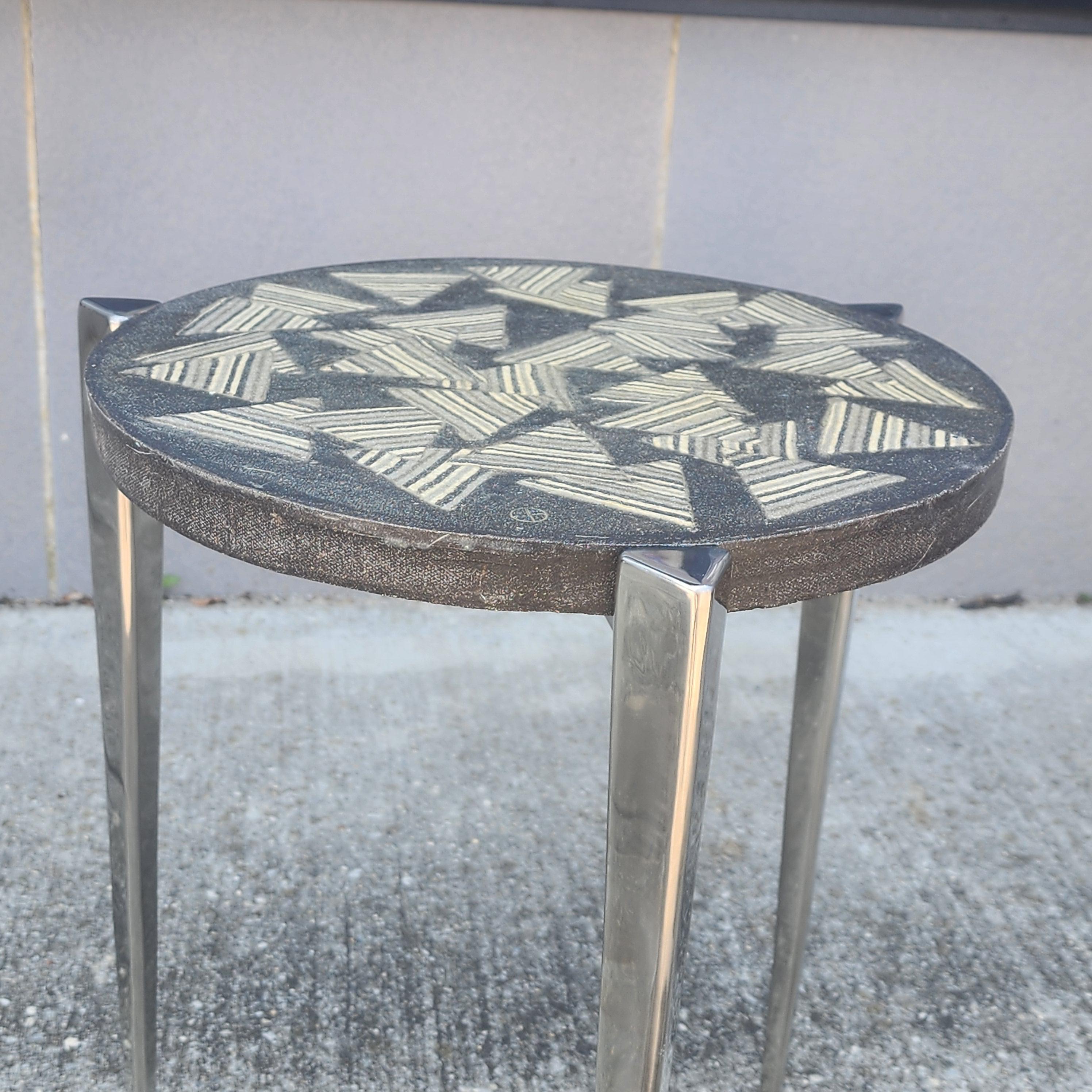 Acier inoxydable Table d'appoint Studio Made par Curtis Norton et Lewis Trimble en vente