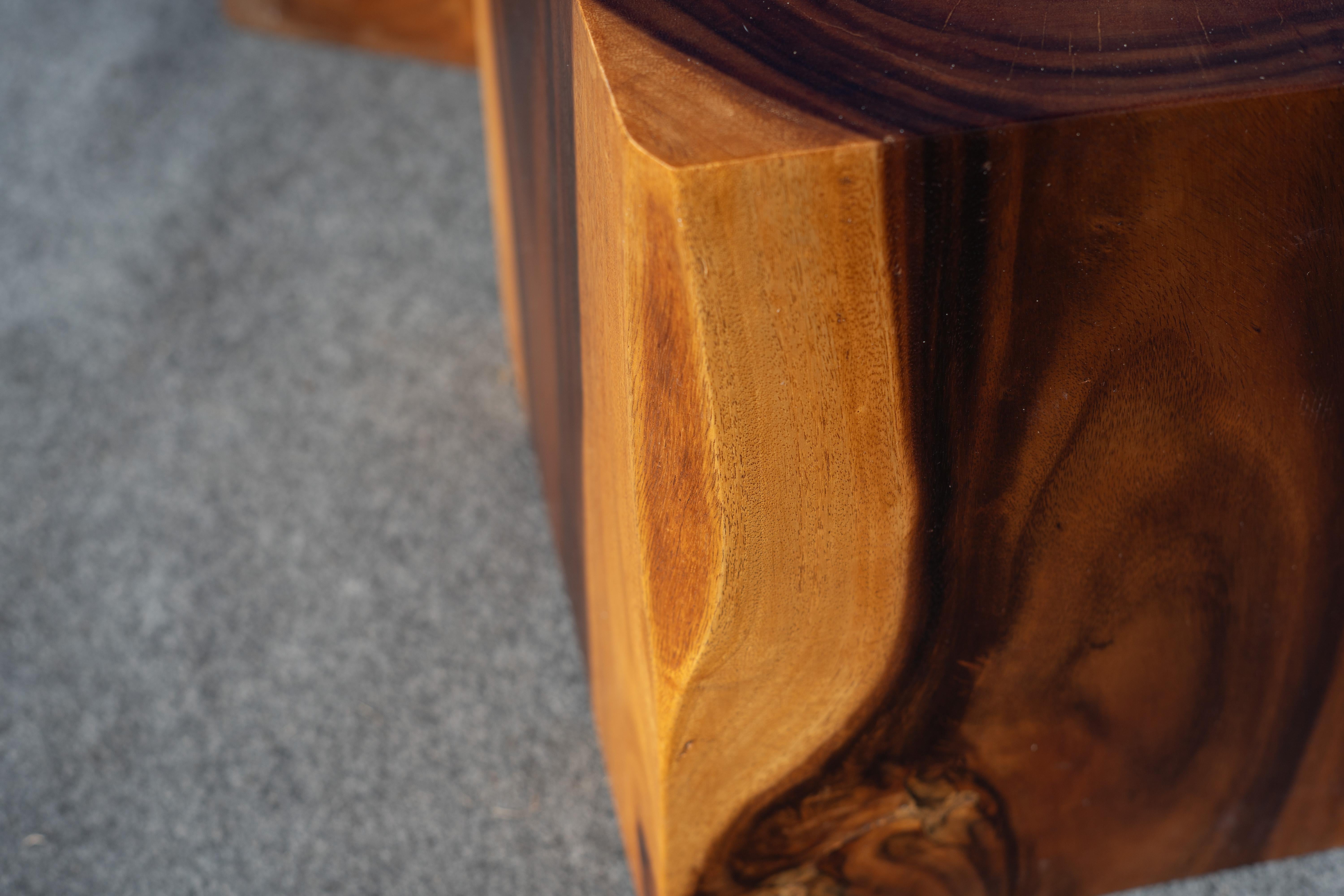 Studio-Made Solid Teak Root Heavy Cube Side or End Tables Mid-Century Inspired For Sale 6