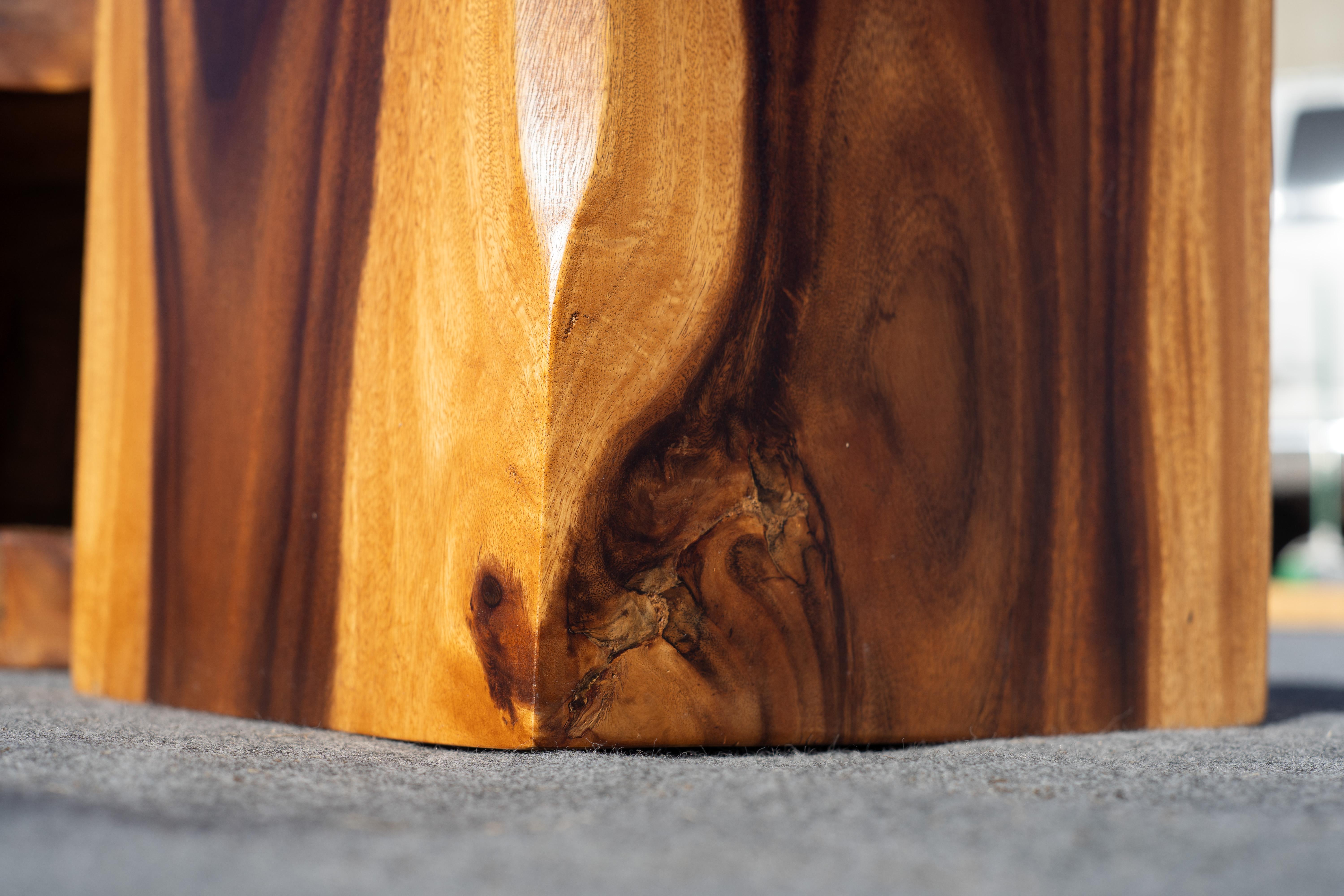 Studio-Made Solid Teak Root Heavy Cube Side or End Tables Mid-Century Inspired For Sale 7