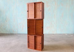 Studio Made Walnut Mid Century Modern 2 Sided Cabinets Set of 3