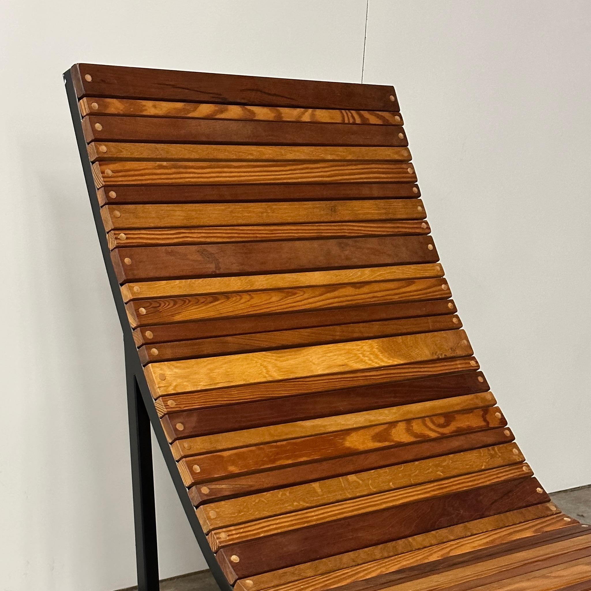 Unknown Studio Made Wood Slat Chaise For Sale