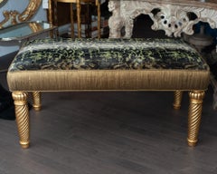 Studio Maison Nurita Bevilacqua Tortoise Green Velvet Bench with Carved Legs