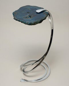 Studio Maison Nurita Blue Agate Drink Table with Chrome Spiral Leg