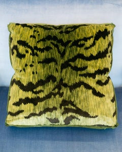 Chartreuse Green Bevilacqua Tiger Silk Velvet Pillows by Studio Maison Nurita